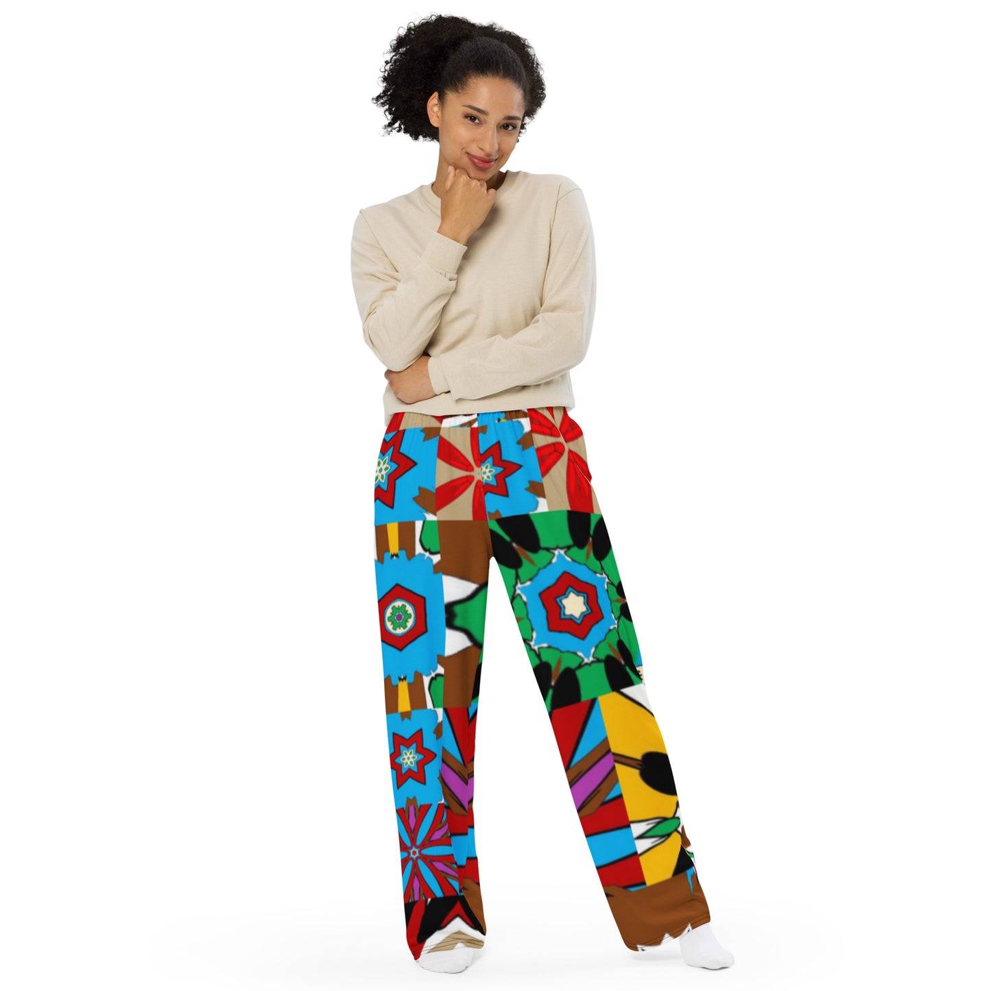 All-over print unisex wide-leg pants