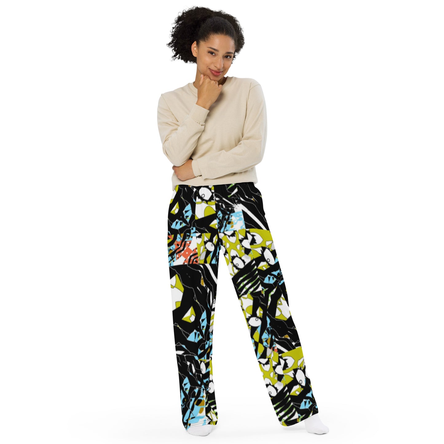 All-over print unisex wide-leg pants