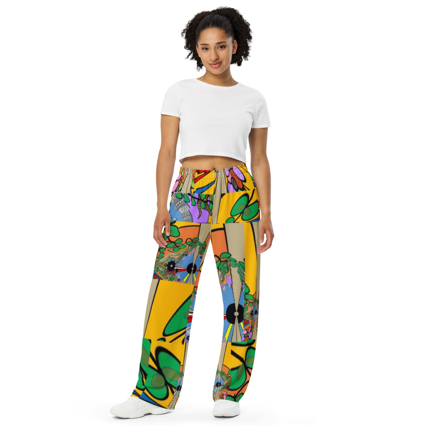 All-over print unisex wide-leg pants