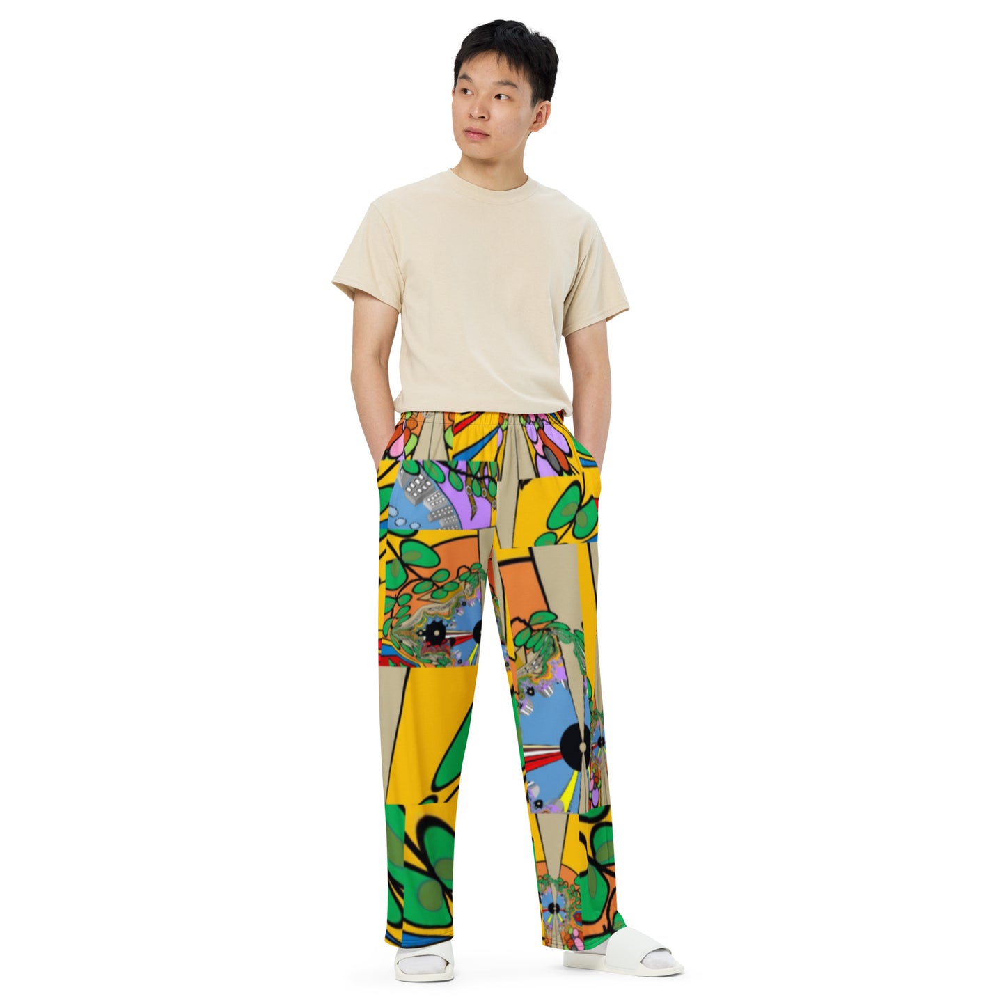 All-over print unisex wide-leg pants