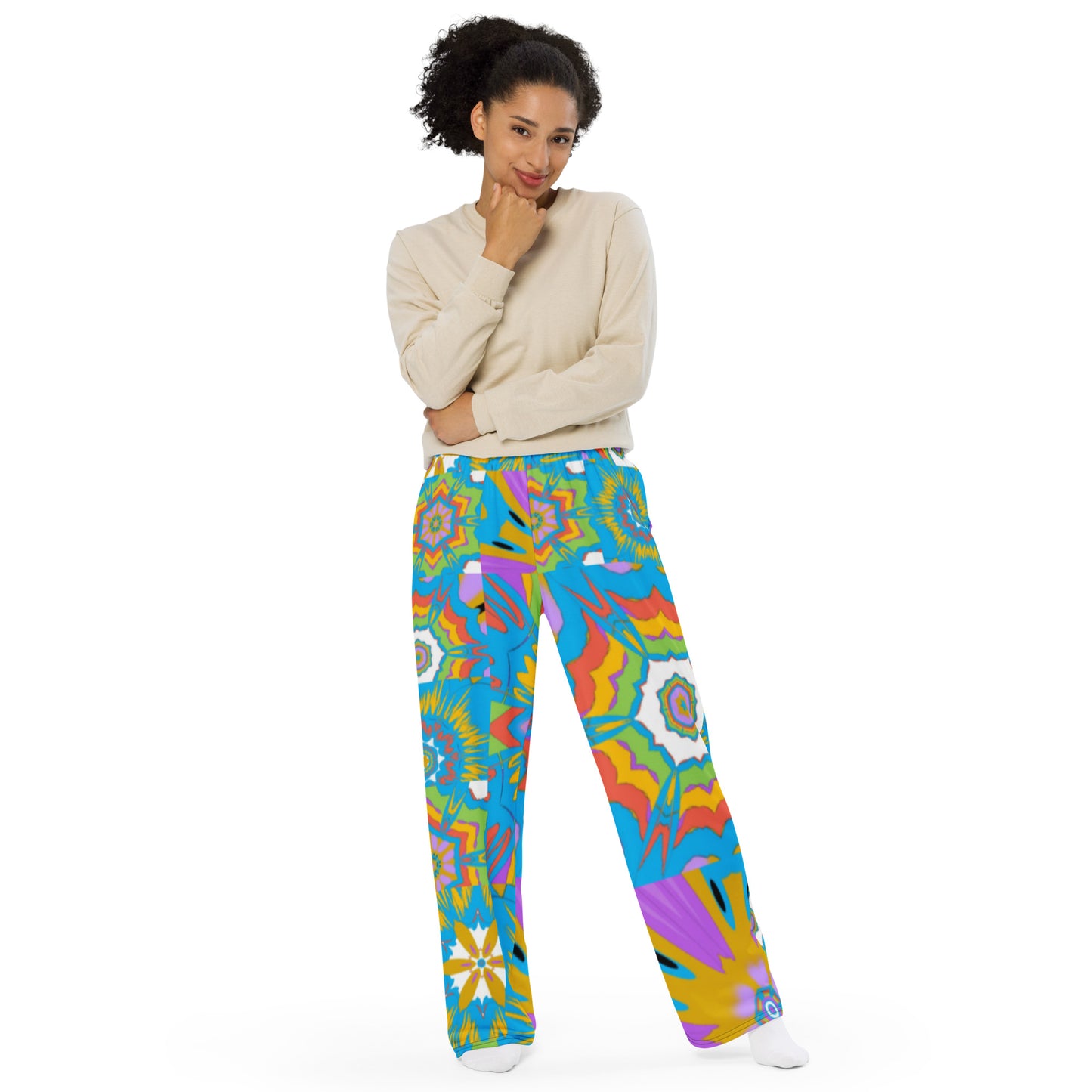 All-over print unisex wide-leg pants