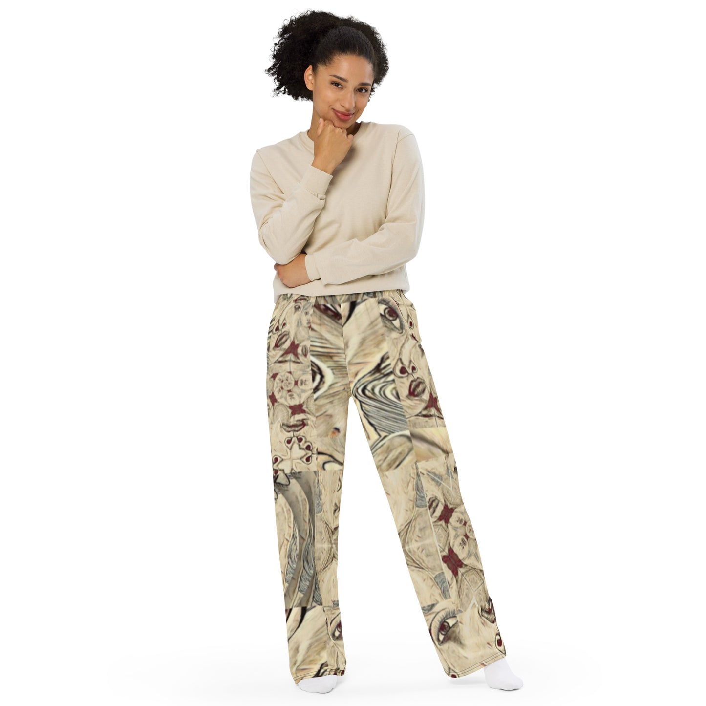 All-over print unisex wide-leg pants