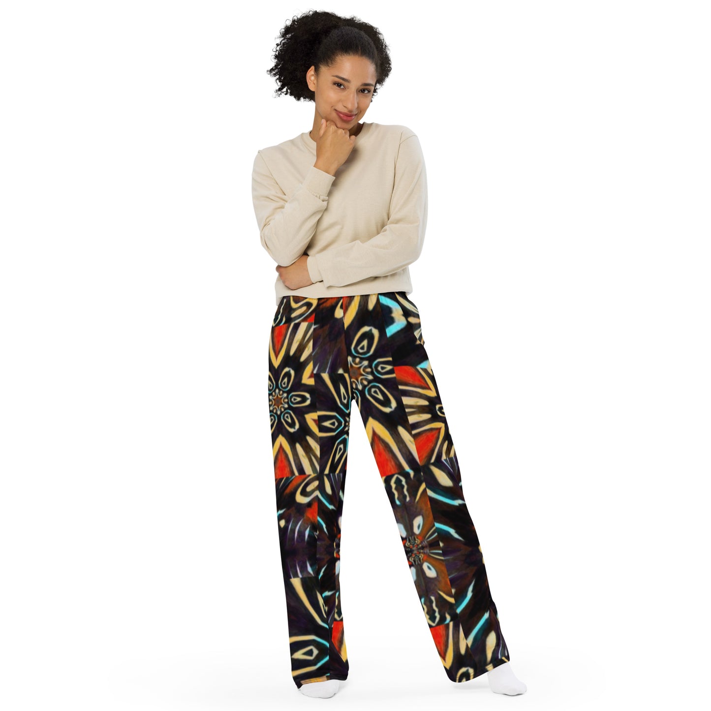 All-over print unisex wide-leg pants