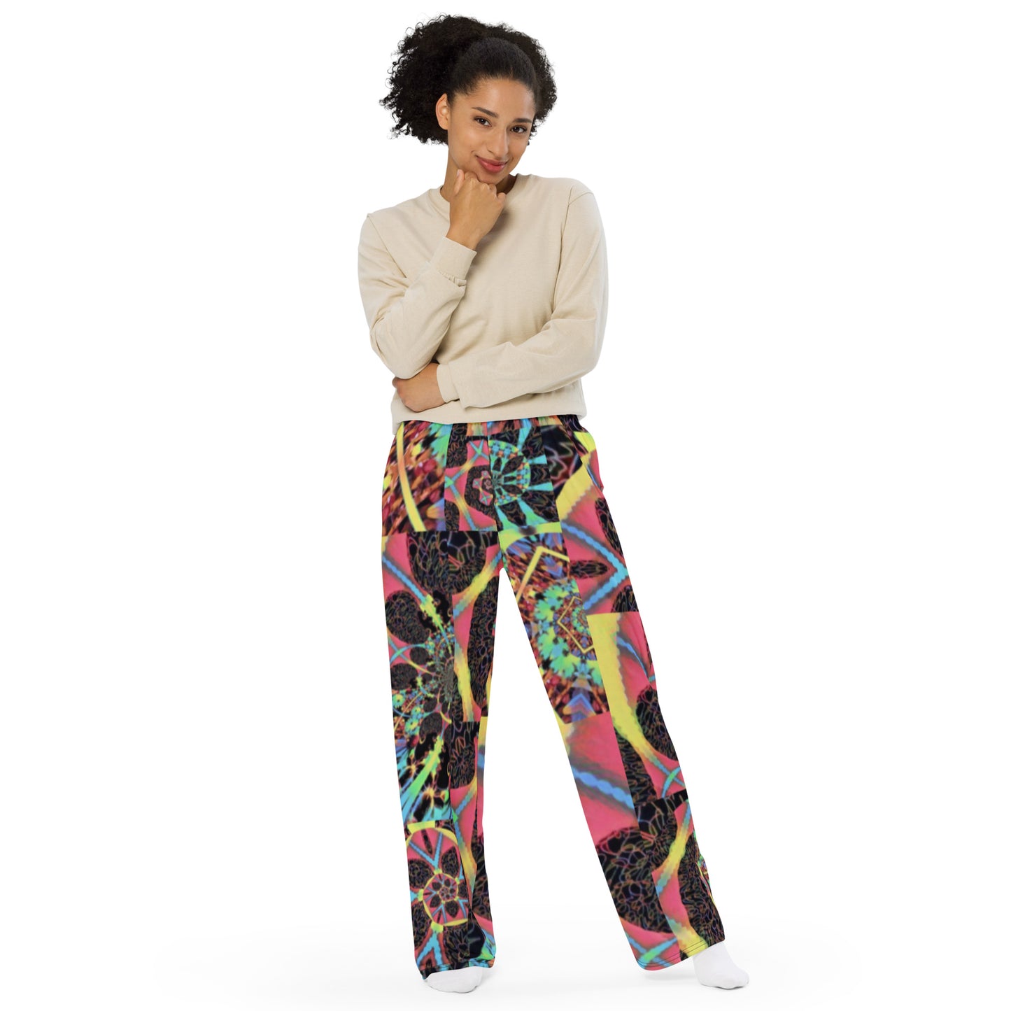 All-over print unisex wide-leg pants