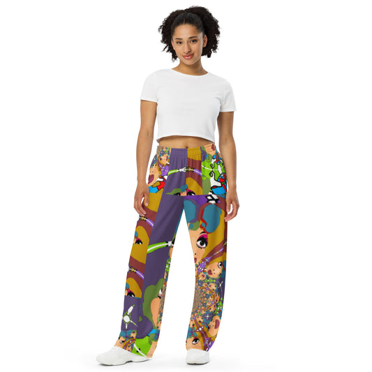 All-over print unisex wide-leg pants