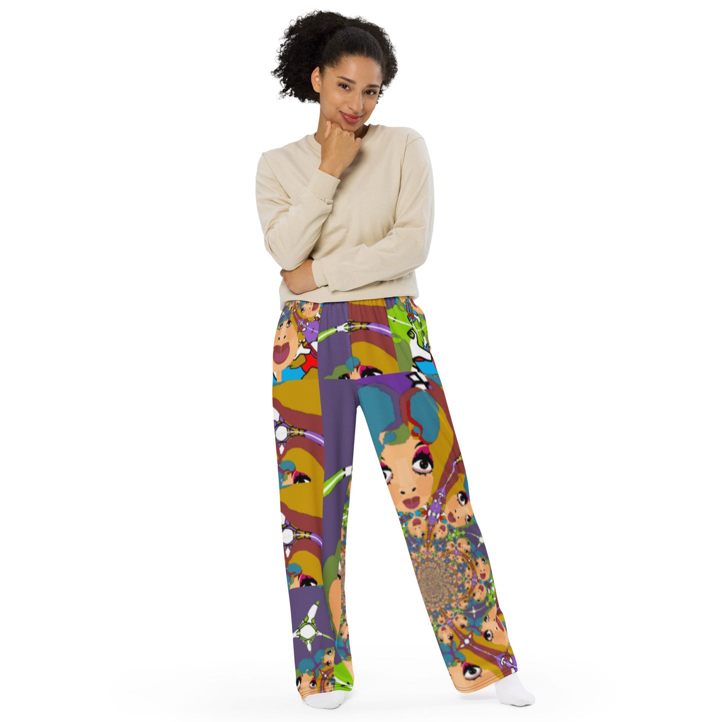 All-over print unisex wide-leg pants