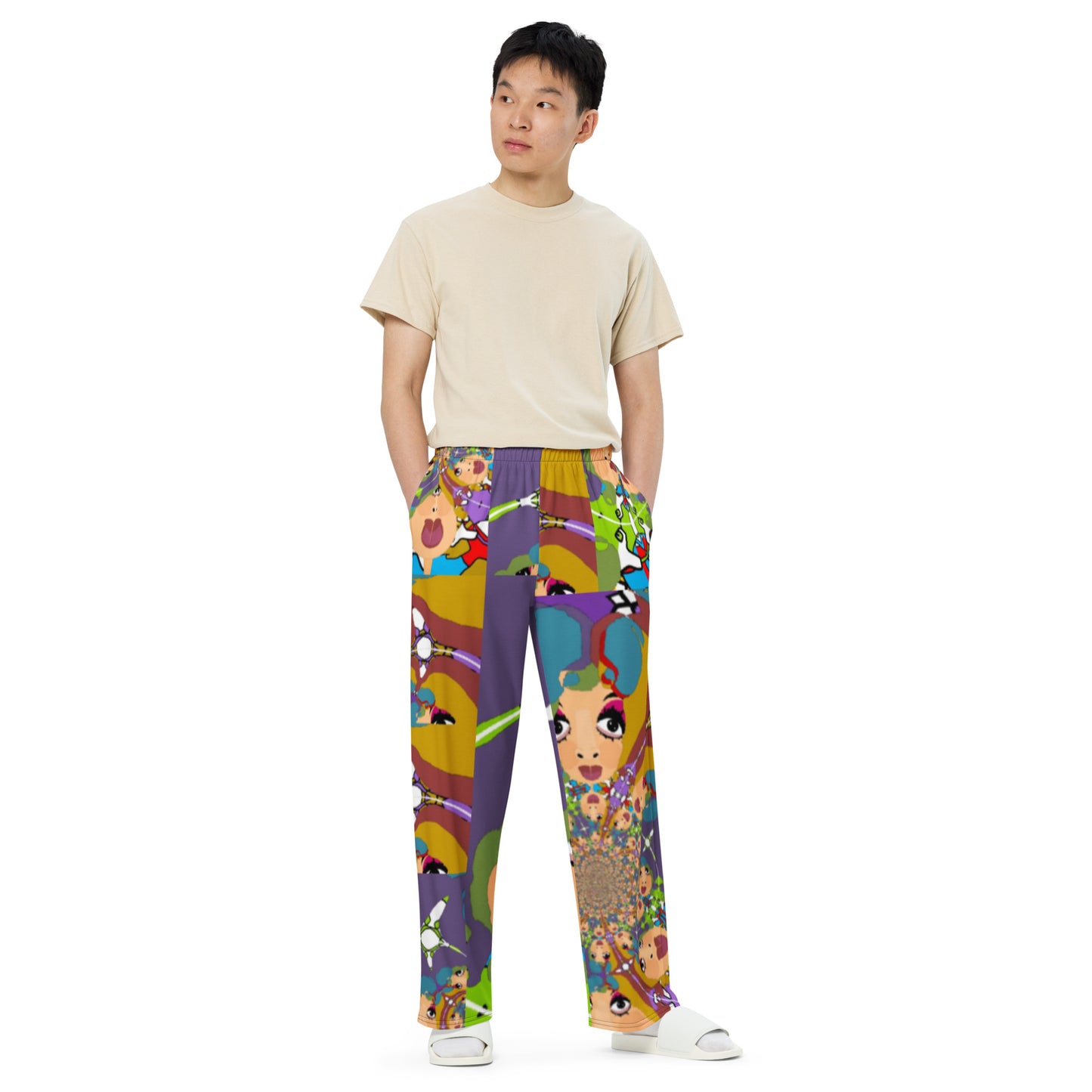 All-over print unisex wide-leg pants