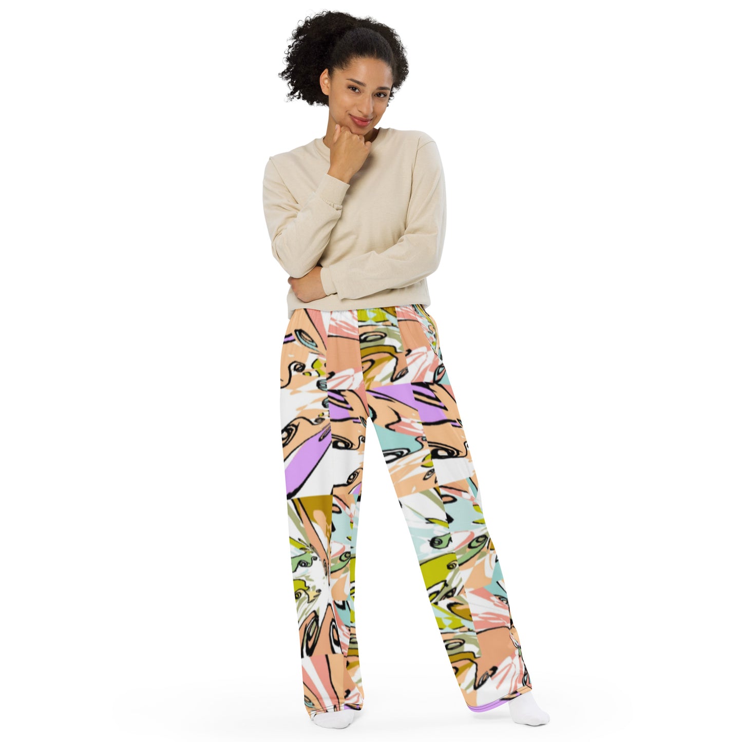 All-over print unisex wide-leg pants