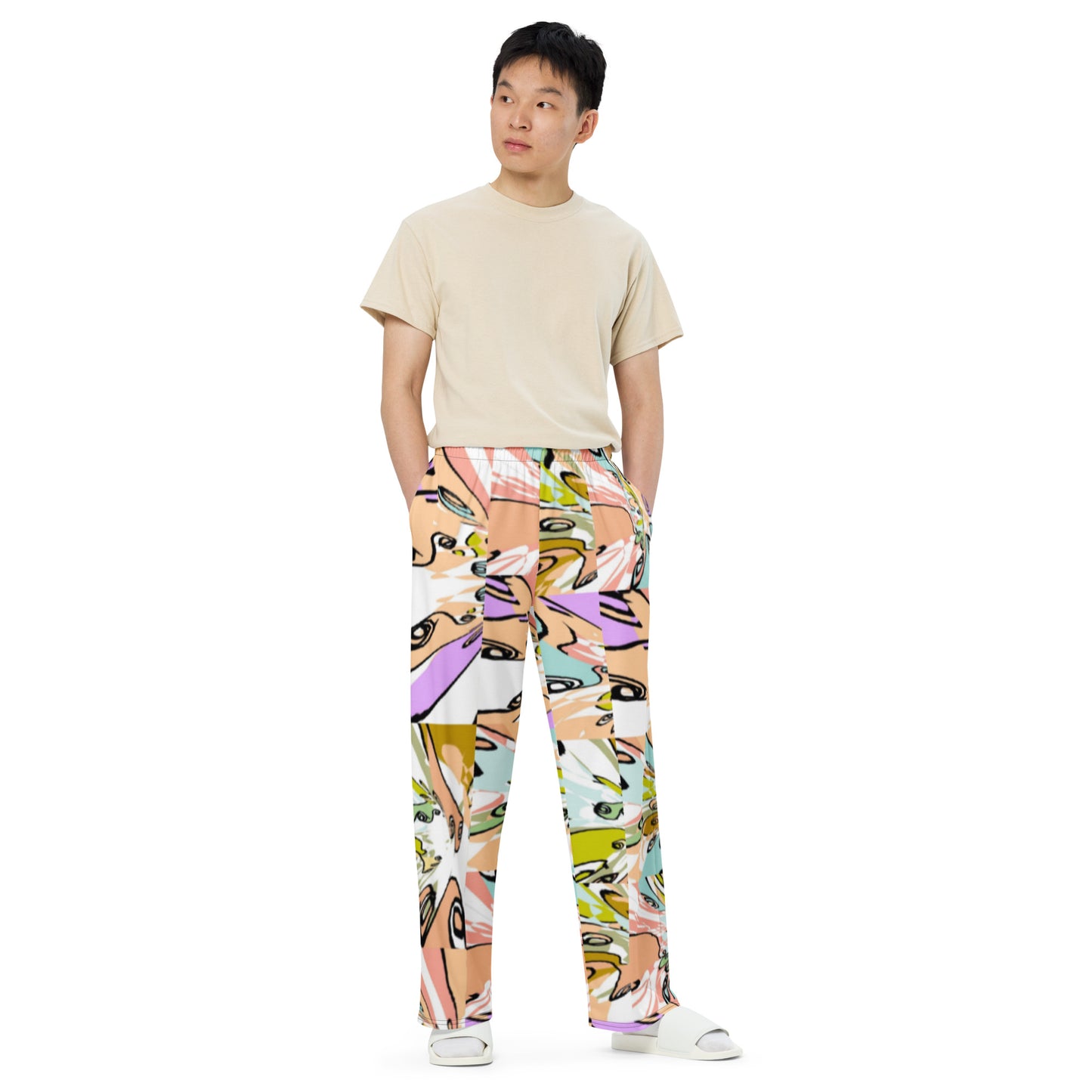 All-over print unisex wide-leg pants