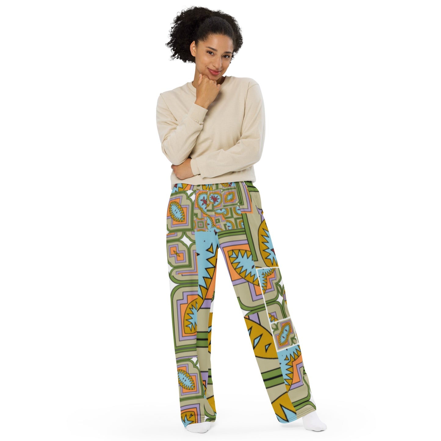 All-over print unisex wide-leg pants