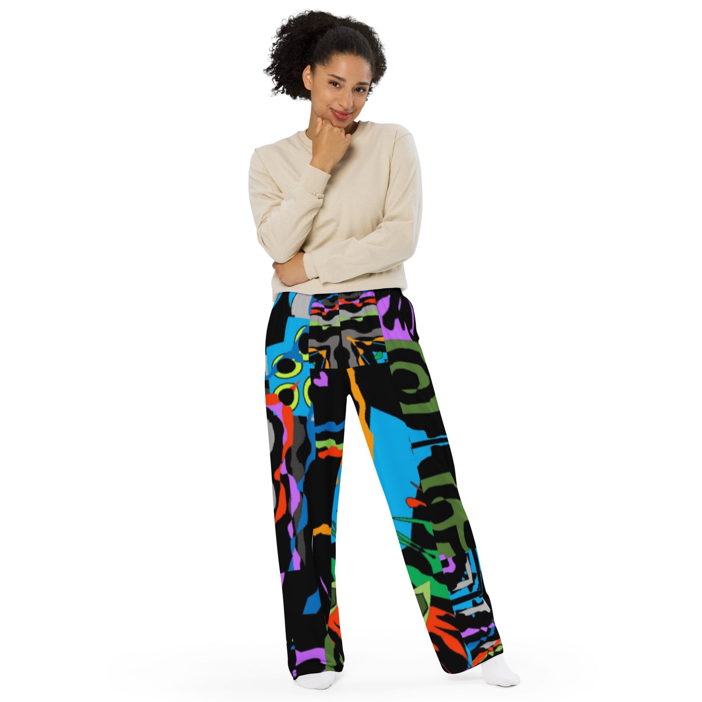 All-over print unisex wide-leg pants