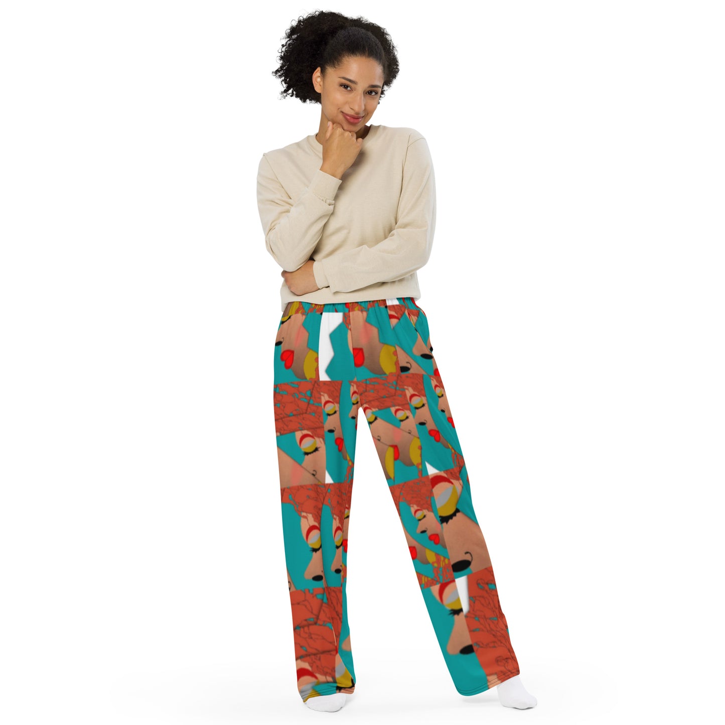 All-over print unisex wide-leg pants