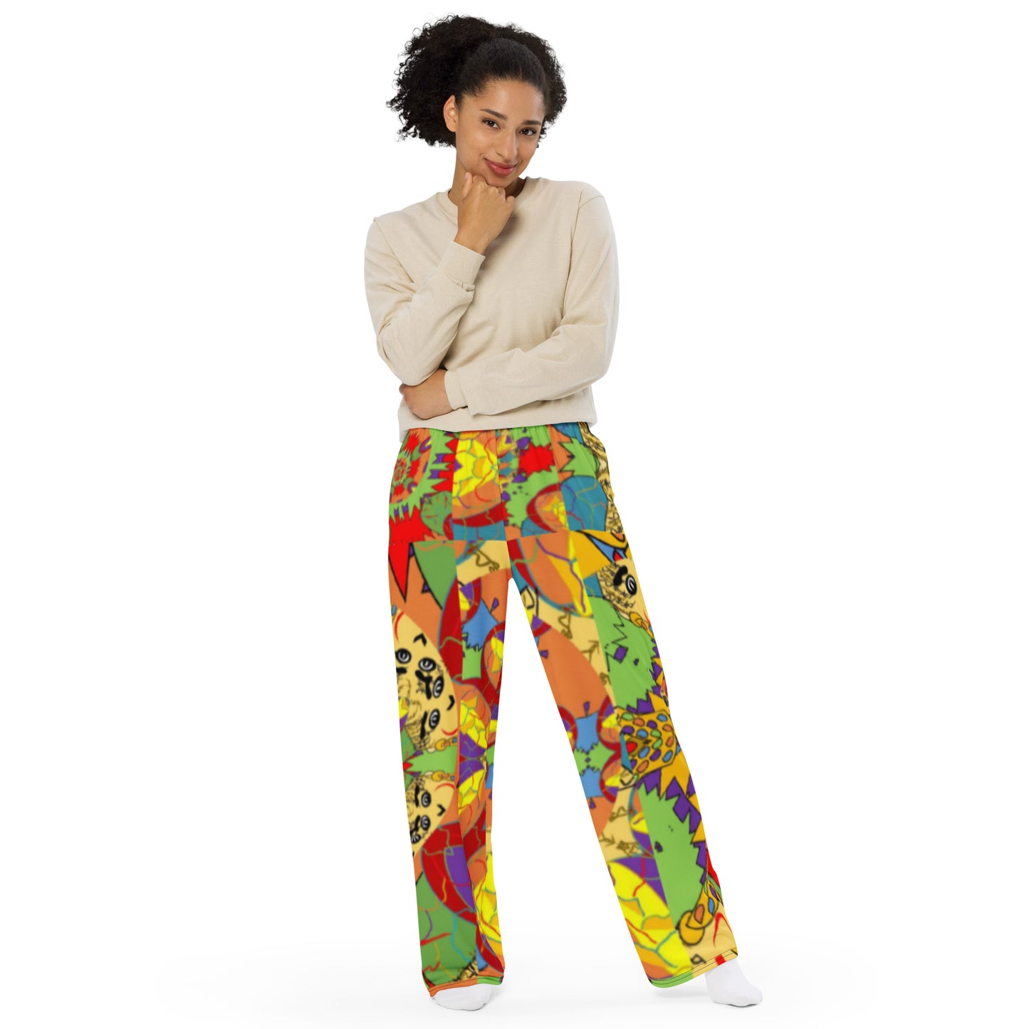 All-over print unisex wide-leg pants