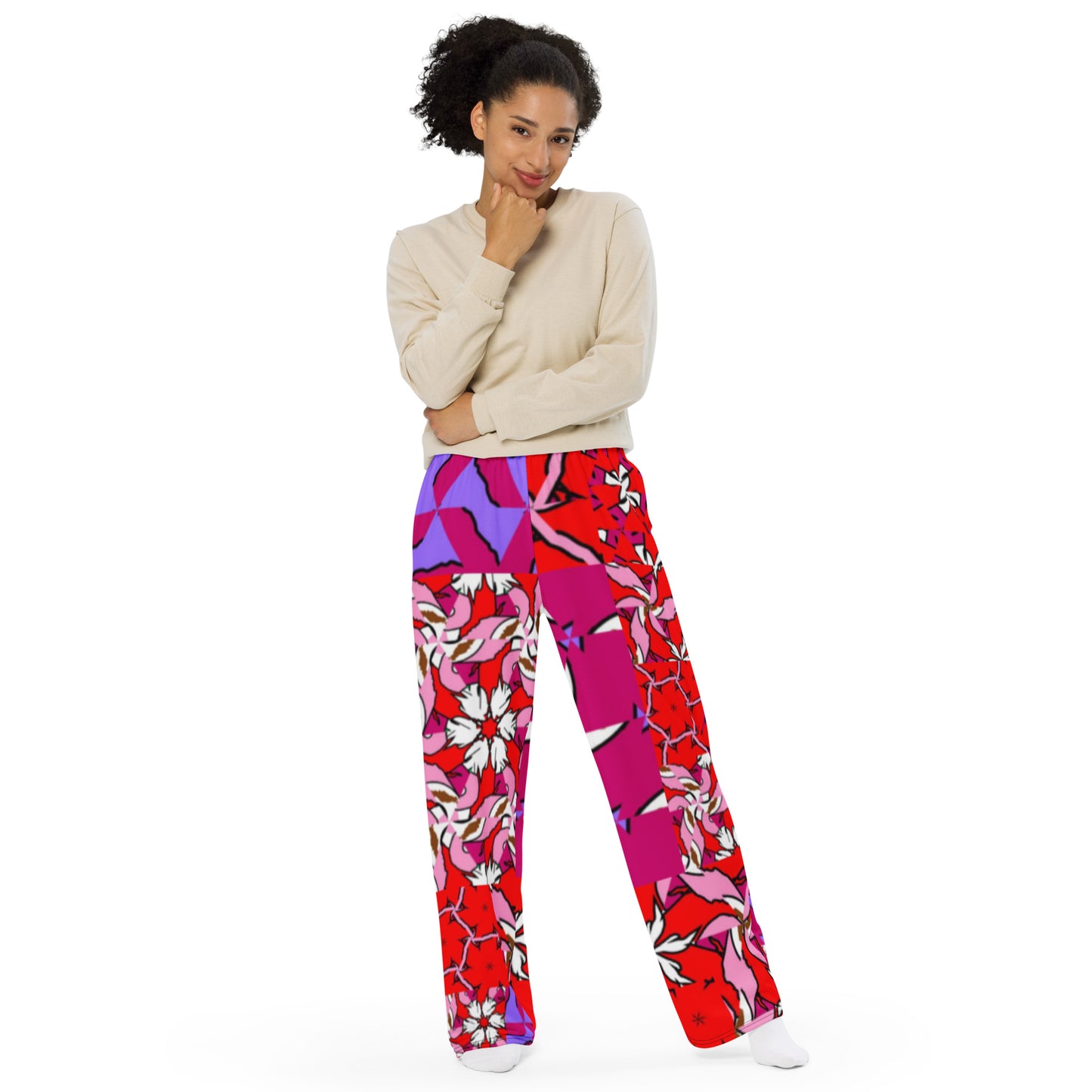 All-over print unisex wide-leg pants