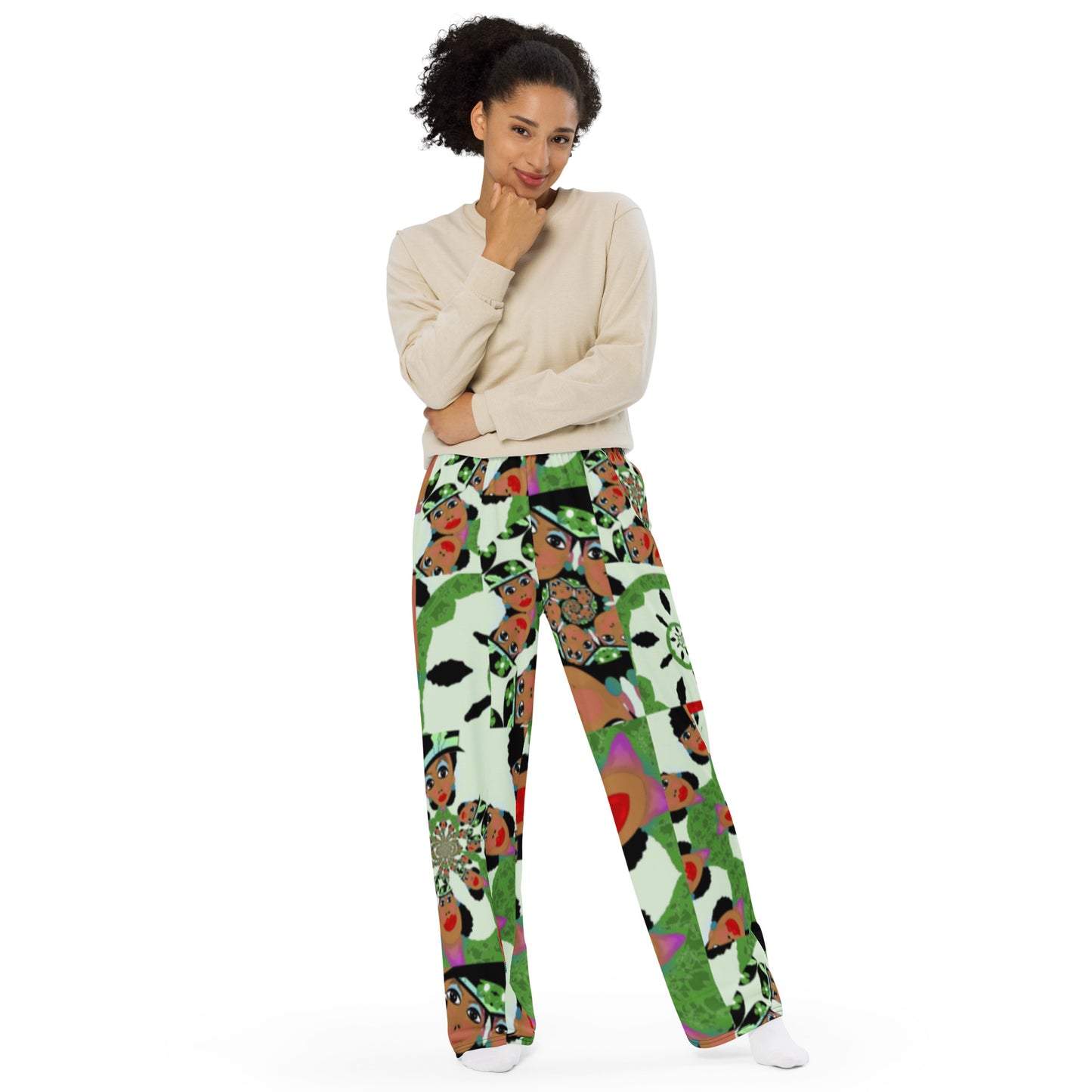 All-over print unisex wide-leg pants