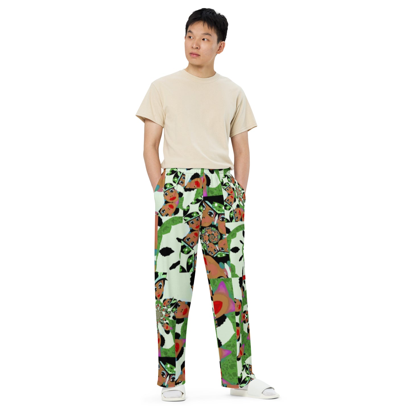 All-over print unisex wide-leg pants