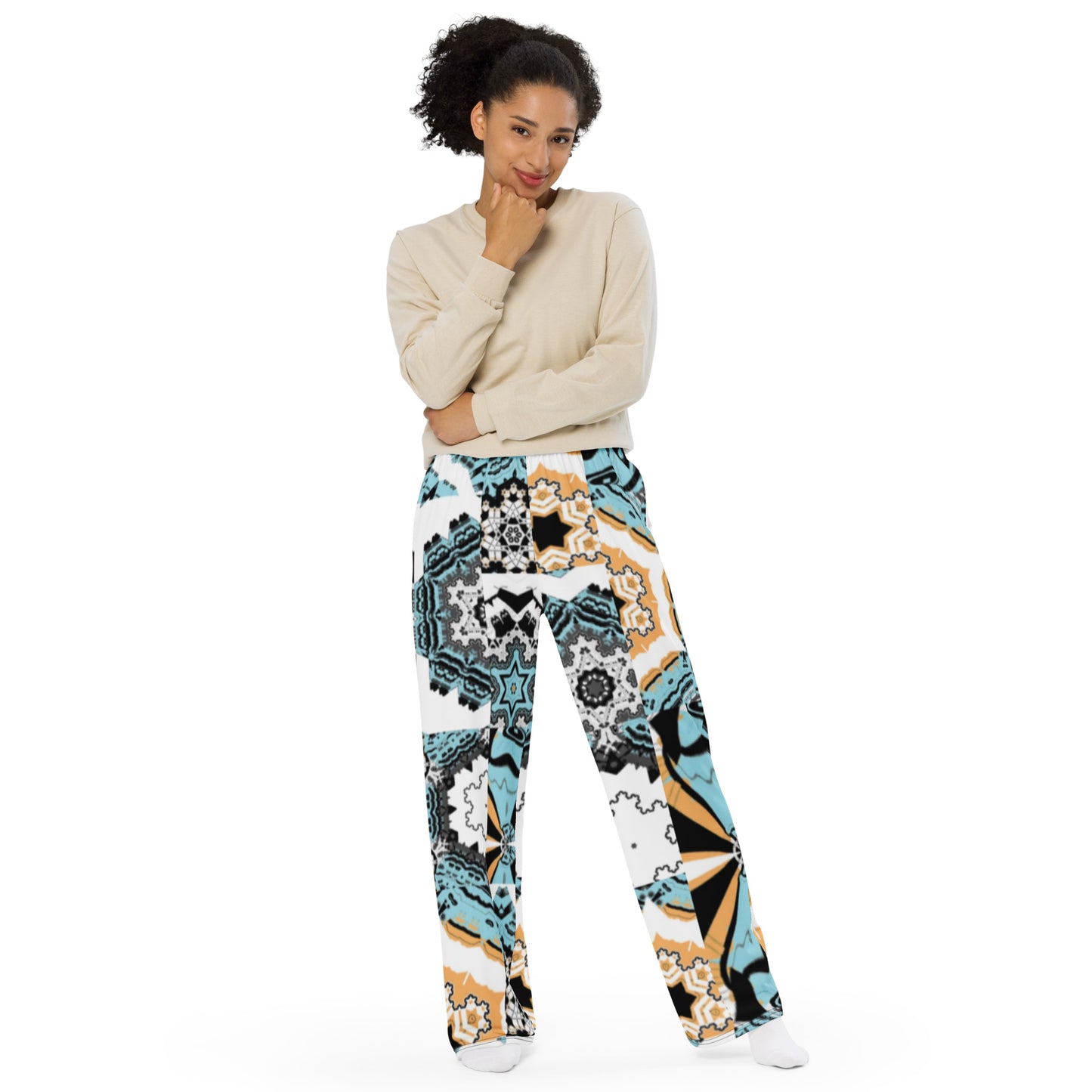 All-over print unisex wide-leg pants