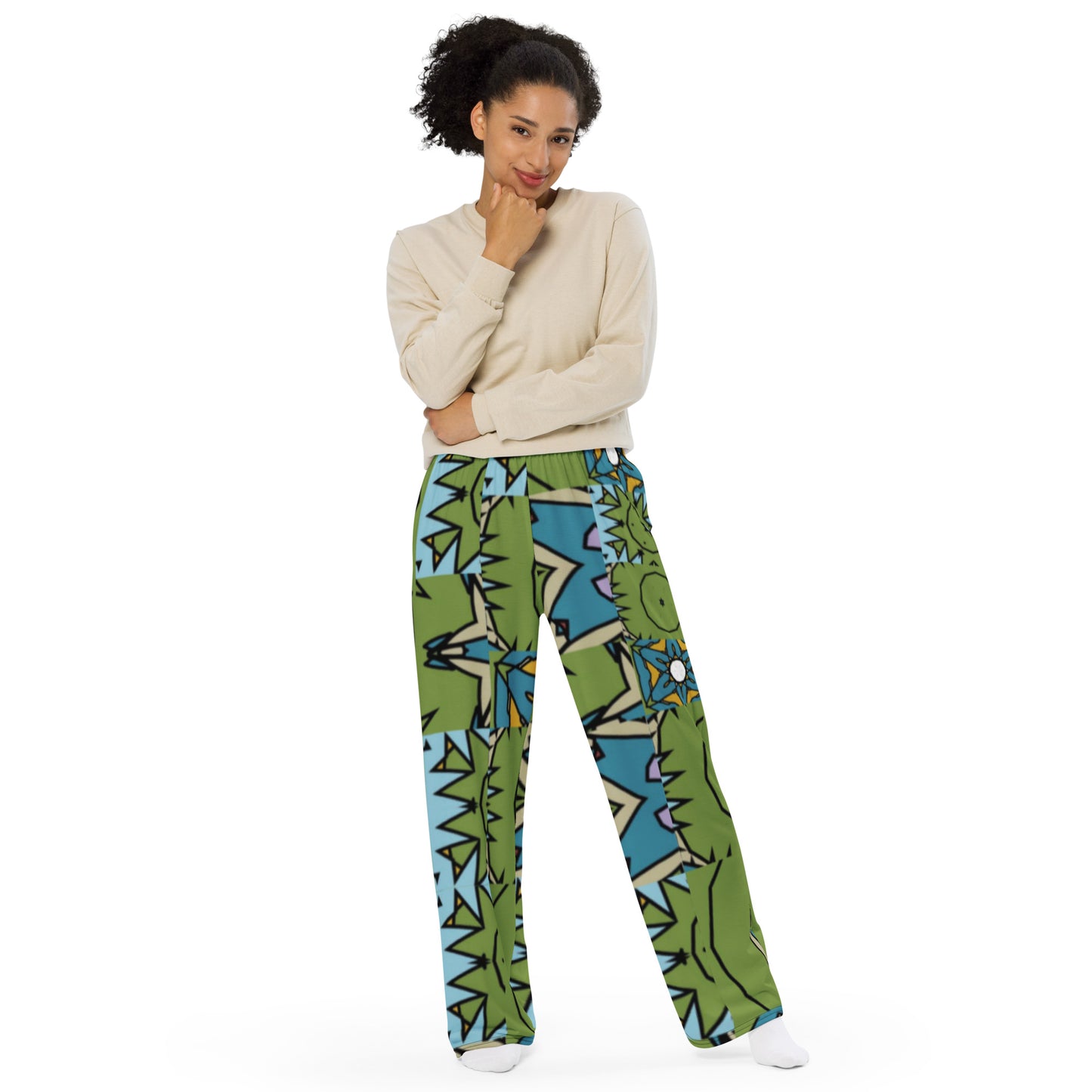 All-over print unisex wide-leg pants