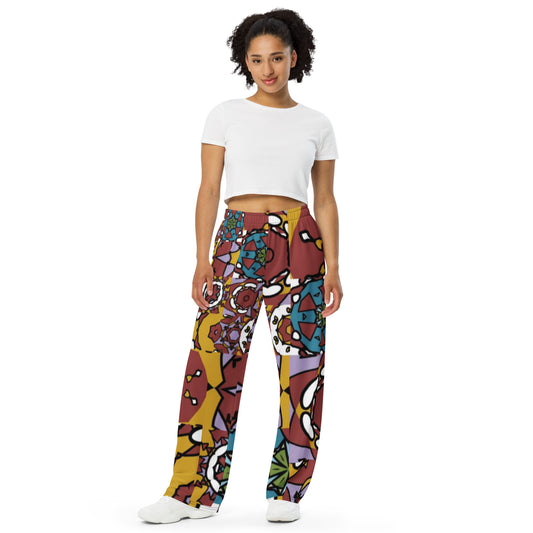 All-over print unisex wide-leg pants