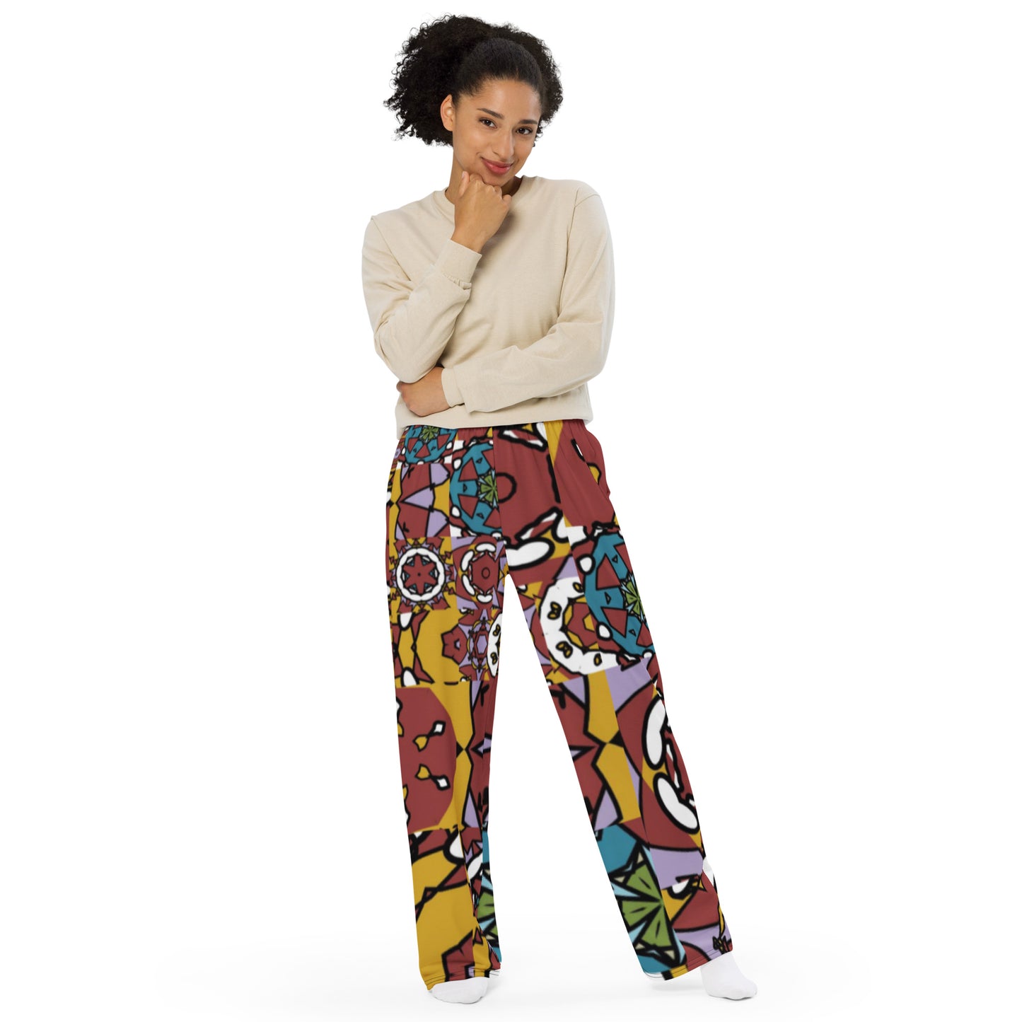 All-over print unisex wide-leg pants