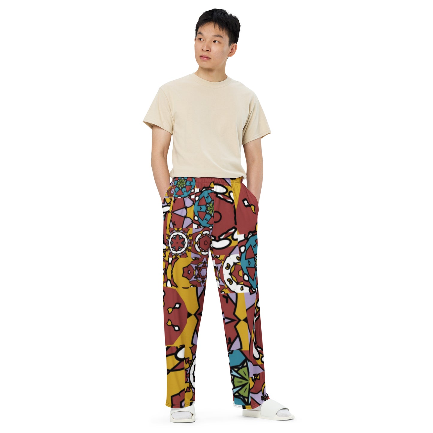 All-over print unisex wide-leg pants