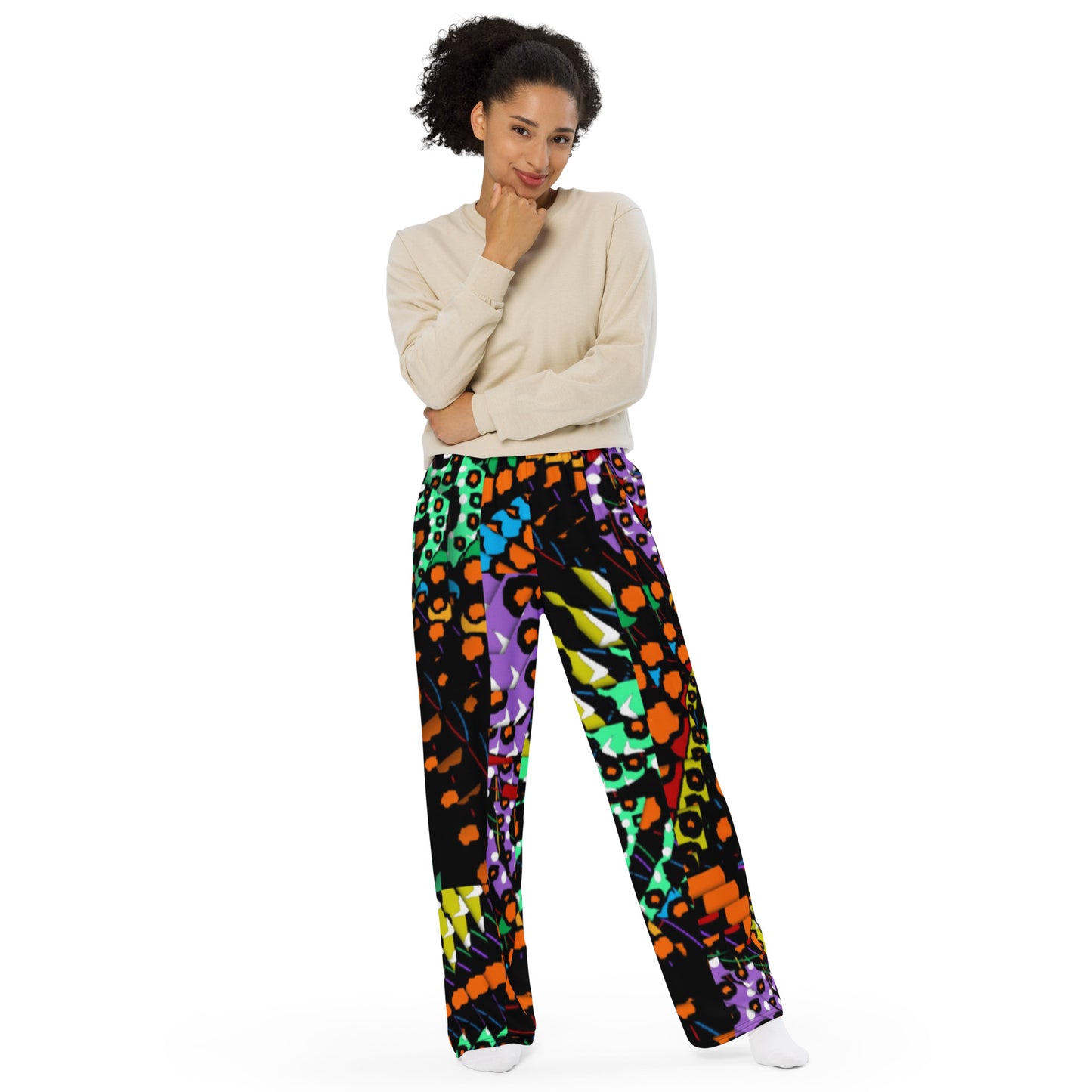 All-over print unisex wide-leg pants