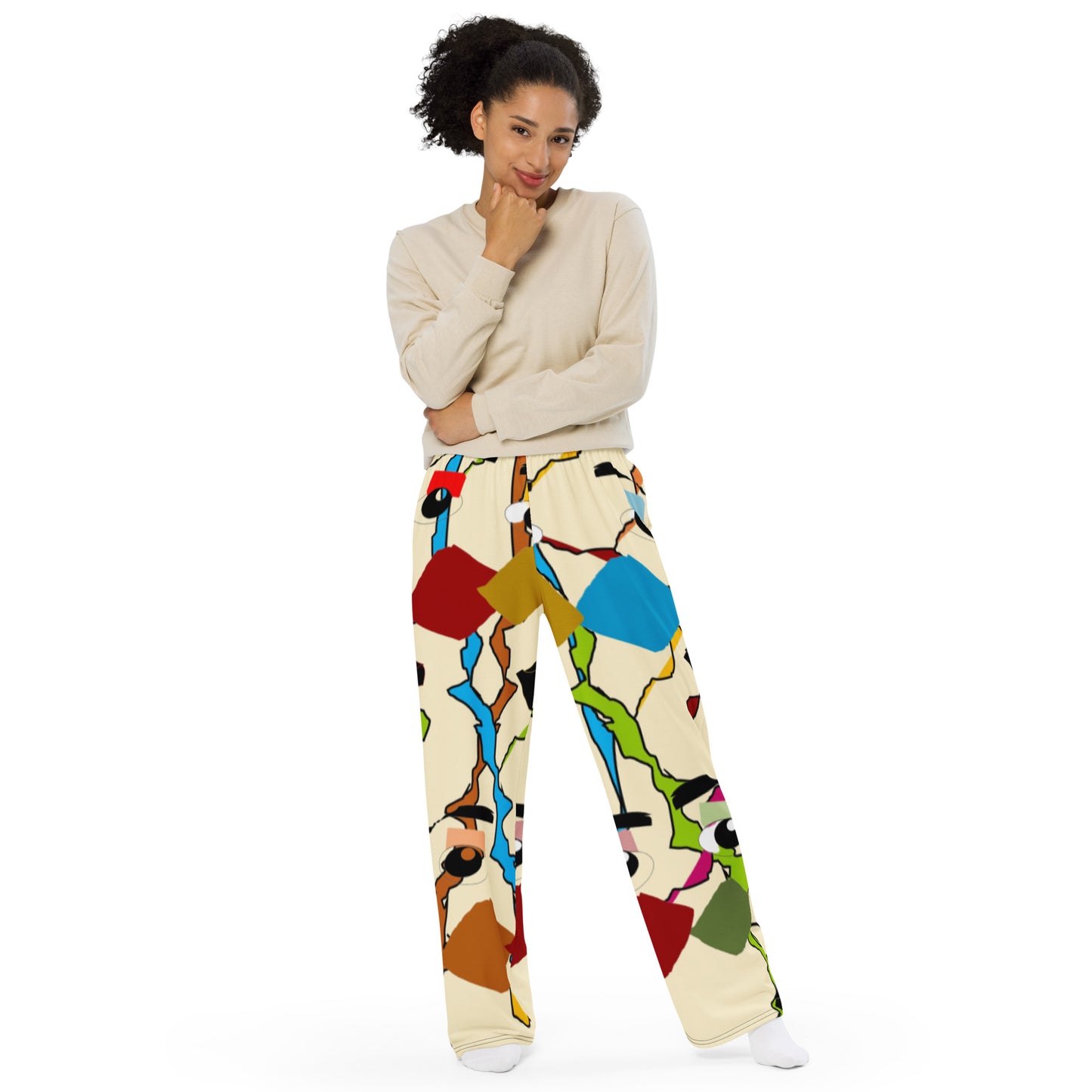 All-over print unisex wide-leg pants