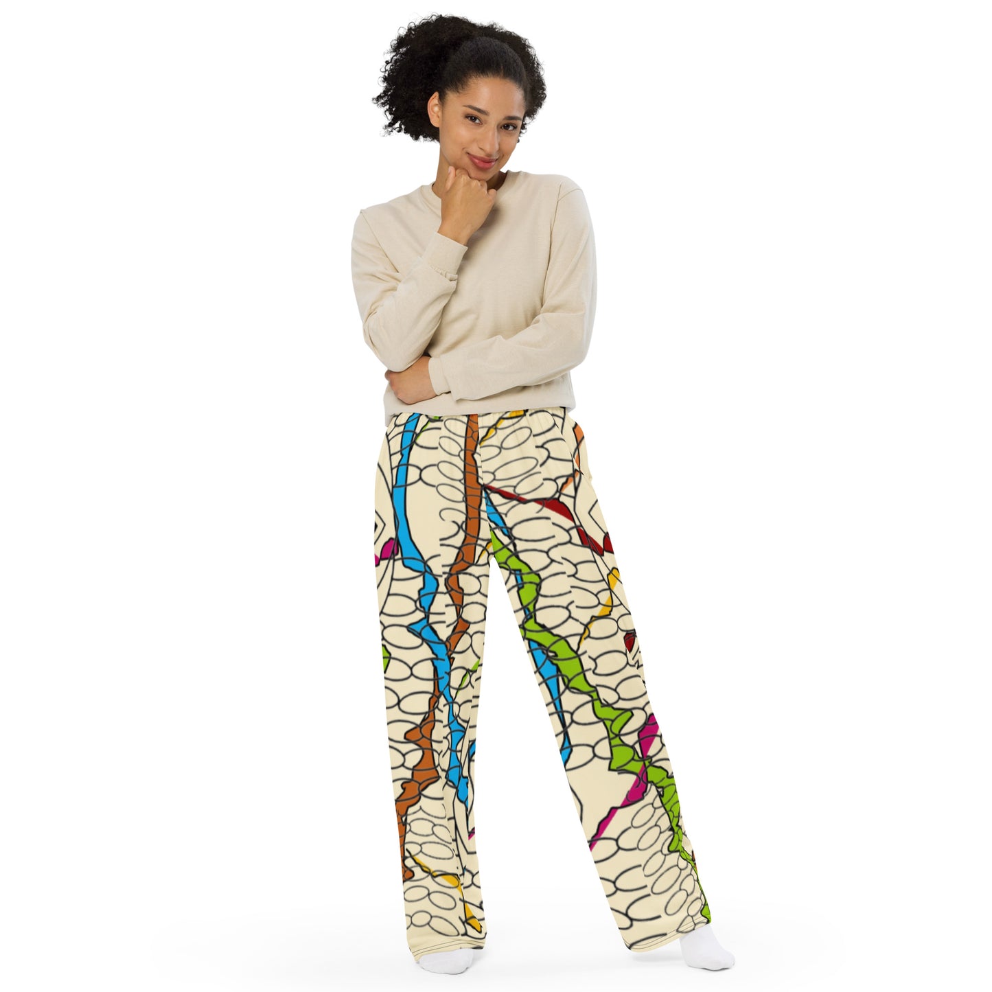 All-over print unisex wide-leg pants