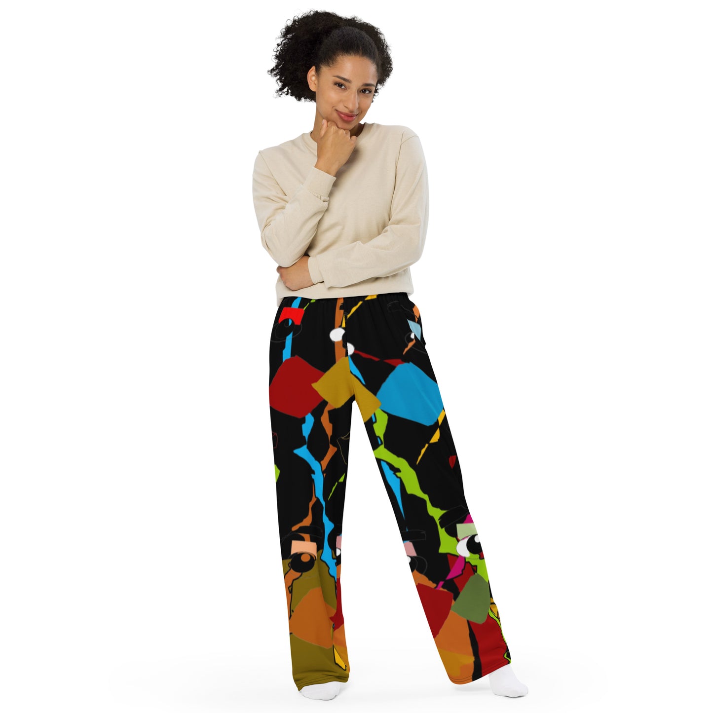 All-over print unisex wide-leg pants