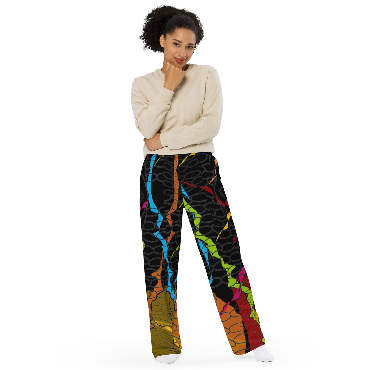 All-over print unisex wide-leg pants