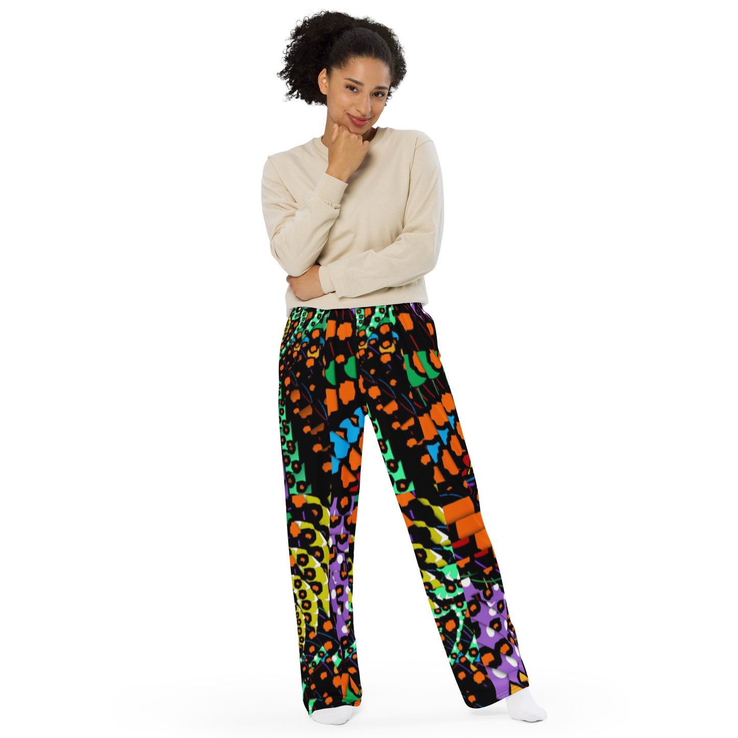 All-over print unisex wide-leg pants