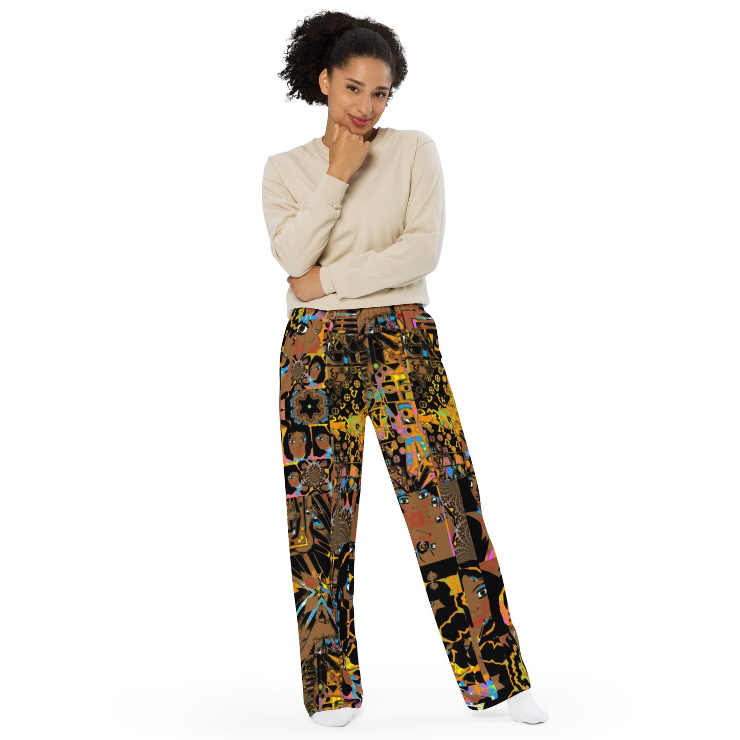 All-over print unisex wide-leg pants