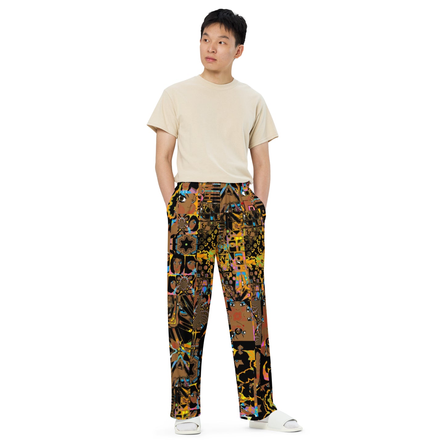 All-over print unisex wide-leg pants