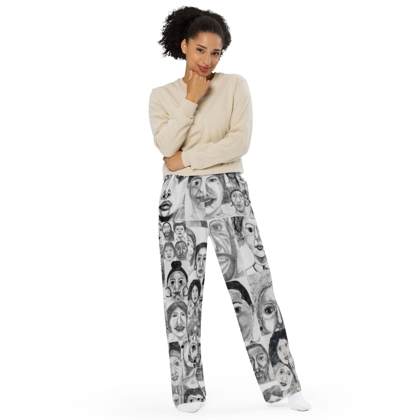 All-over print unisex wide-leg pants