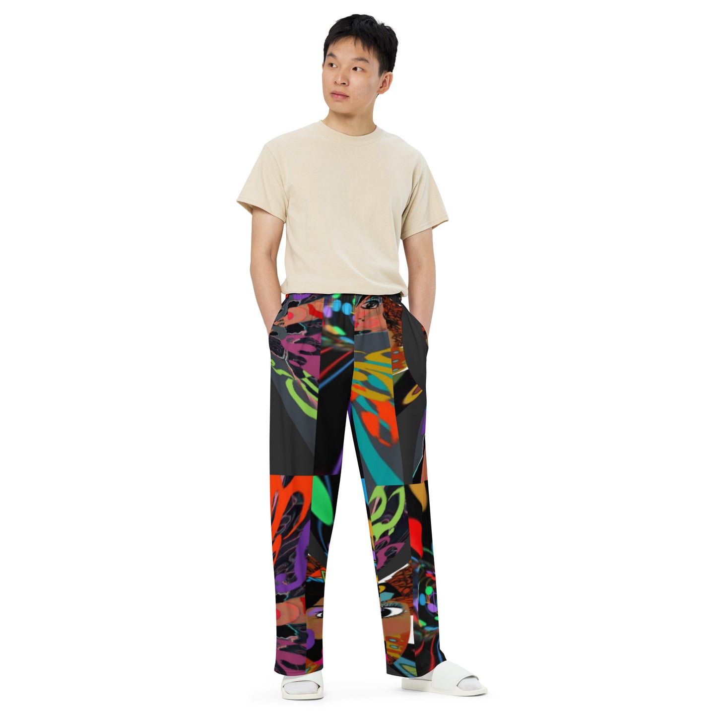 All-over print unisex wide-leg pants