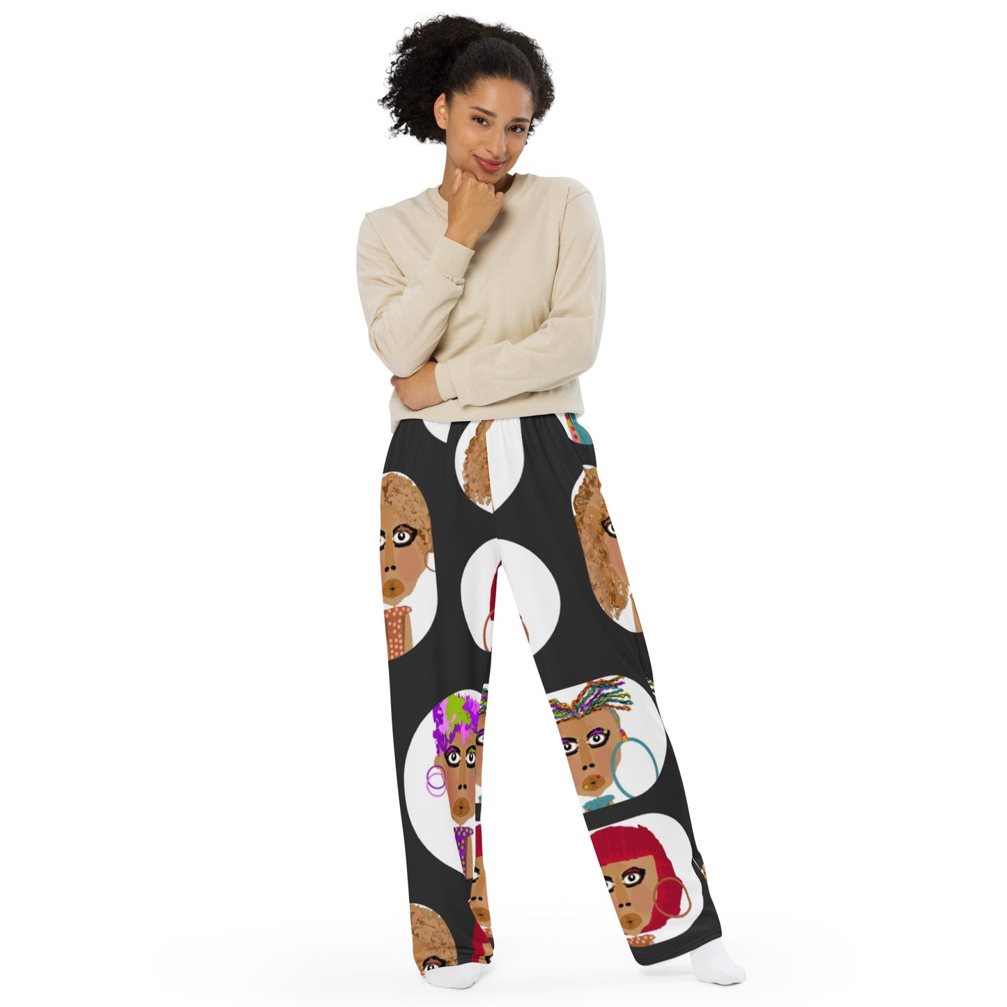 All-over print unisex wide-leg pants