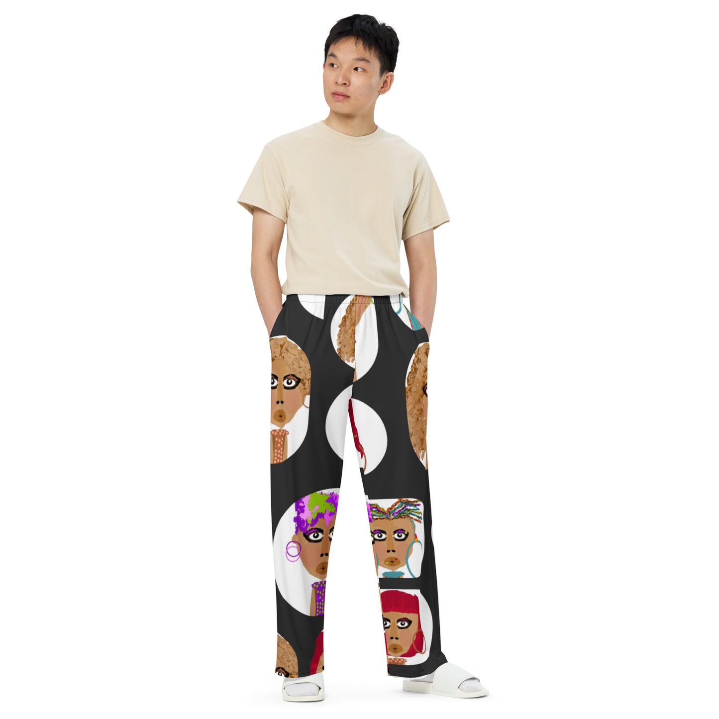 All-over print unisex wide-leg pants