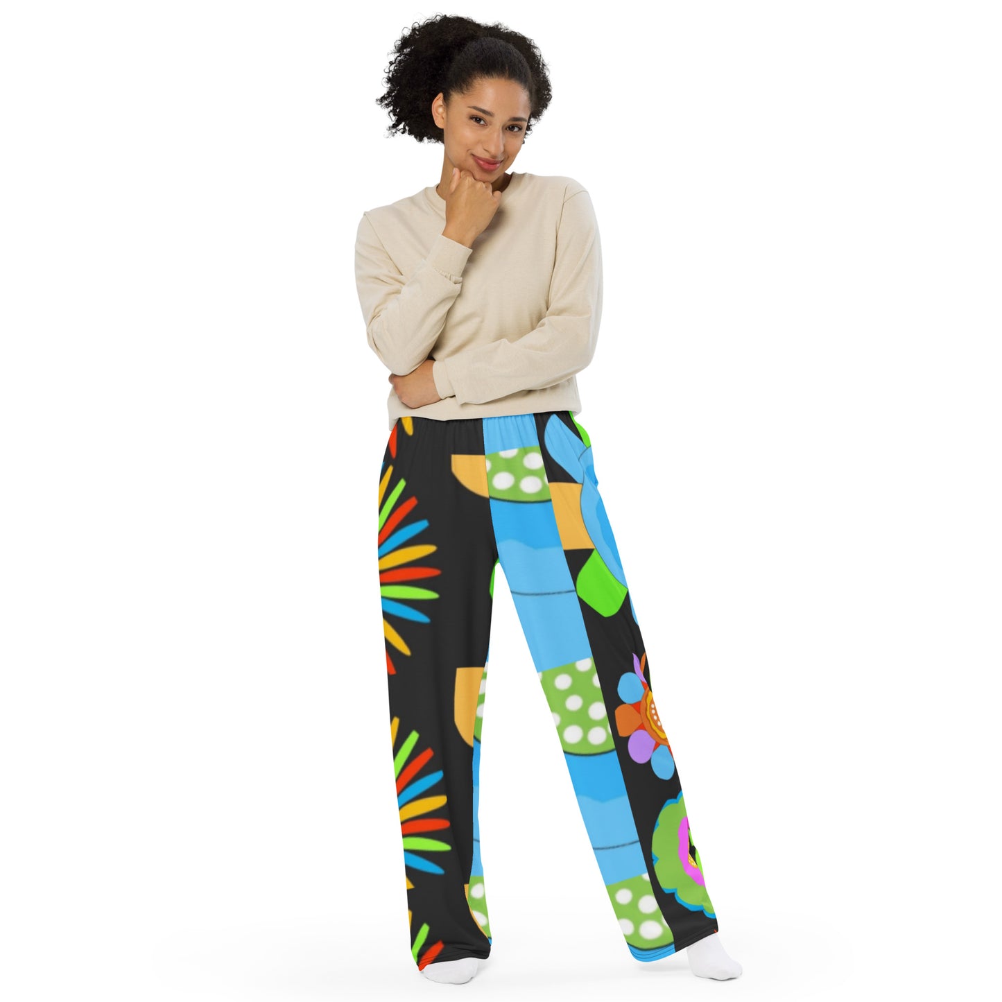 All-over print unisex wide-leg pants