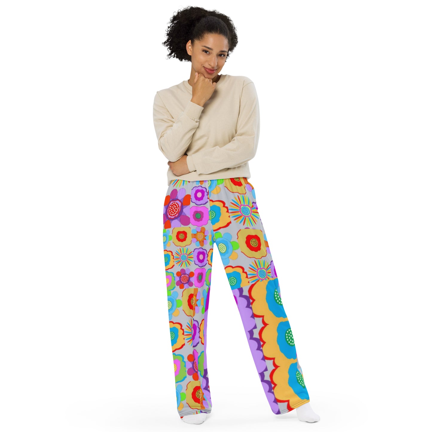 All-over print unisex wide-leg pants