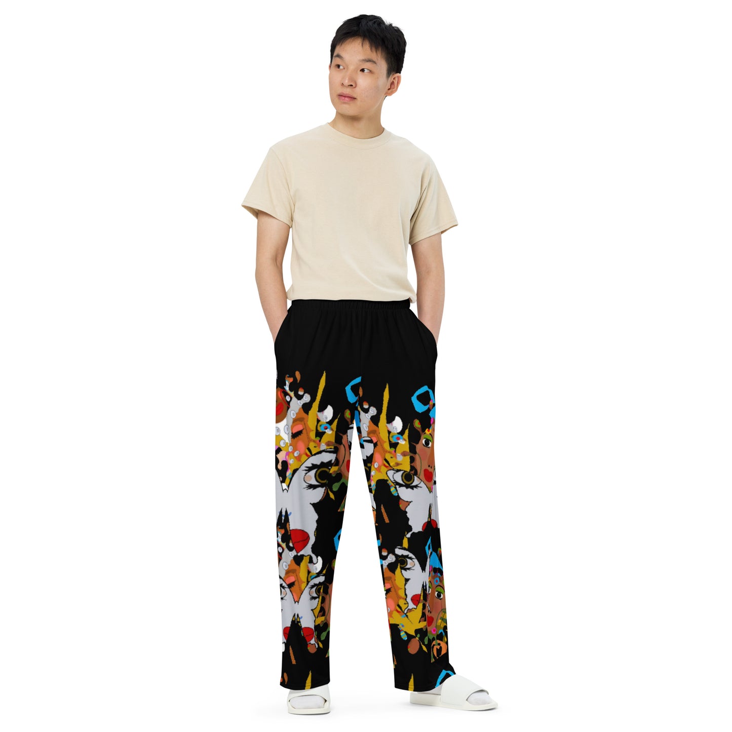 All-over print unisex wide-leg pants