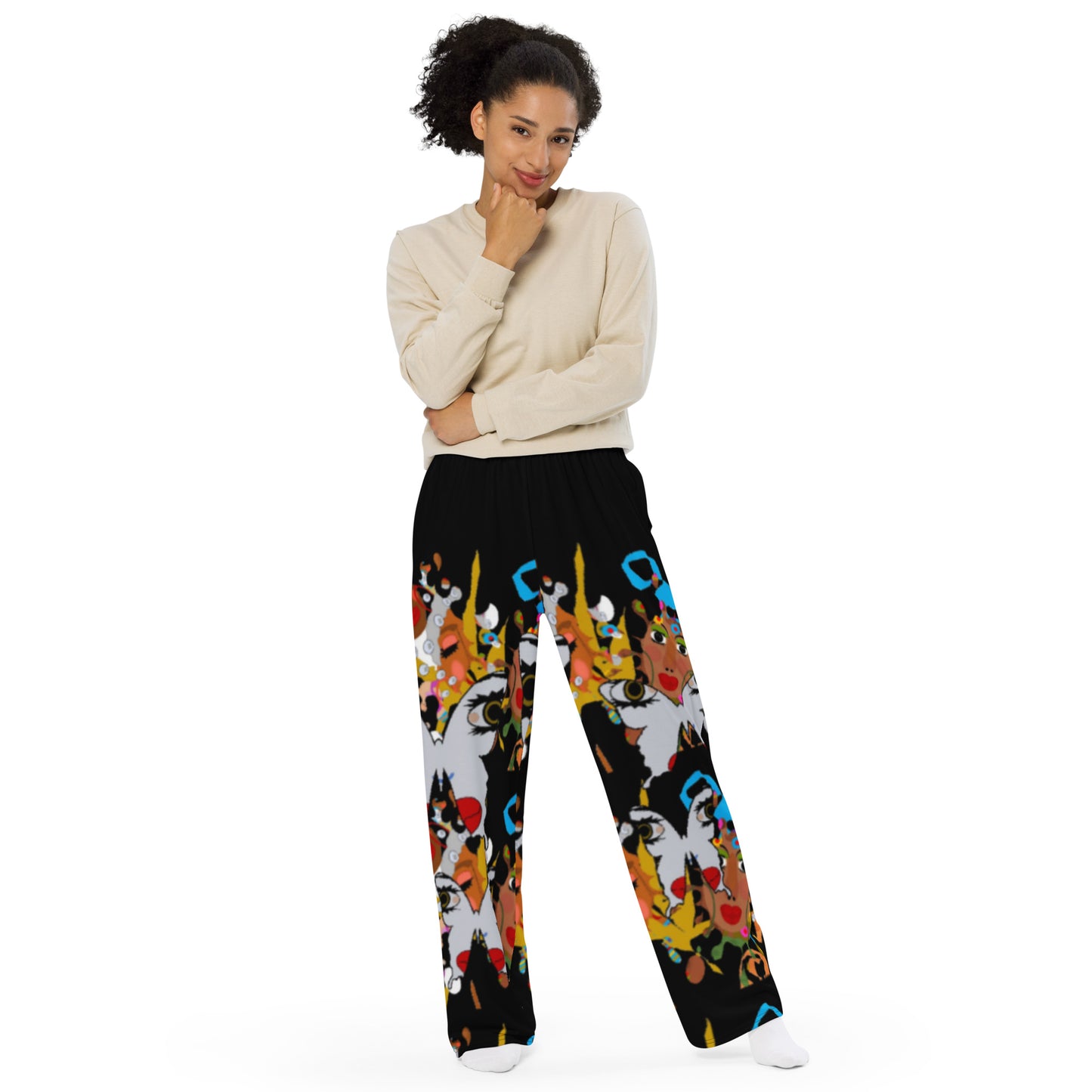 All-over print unisex wide-leg pants