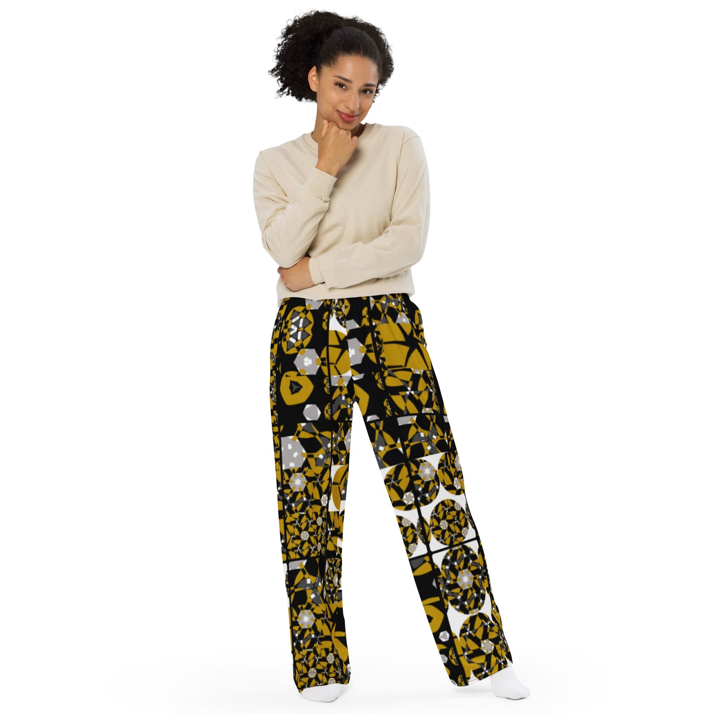 All-over print unisex wide-leg pants