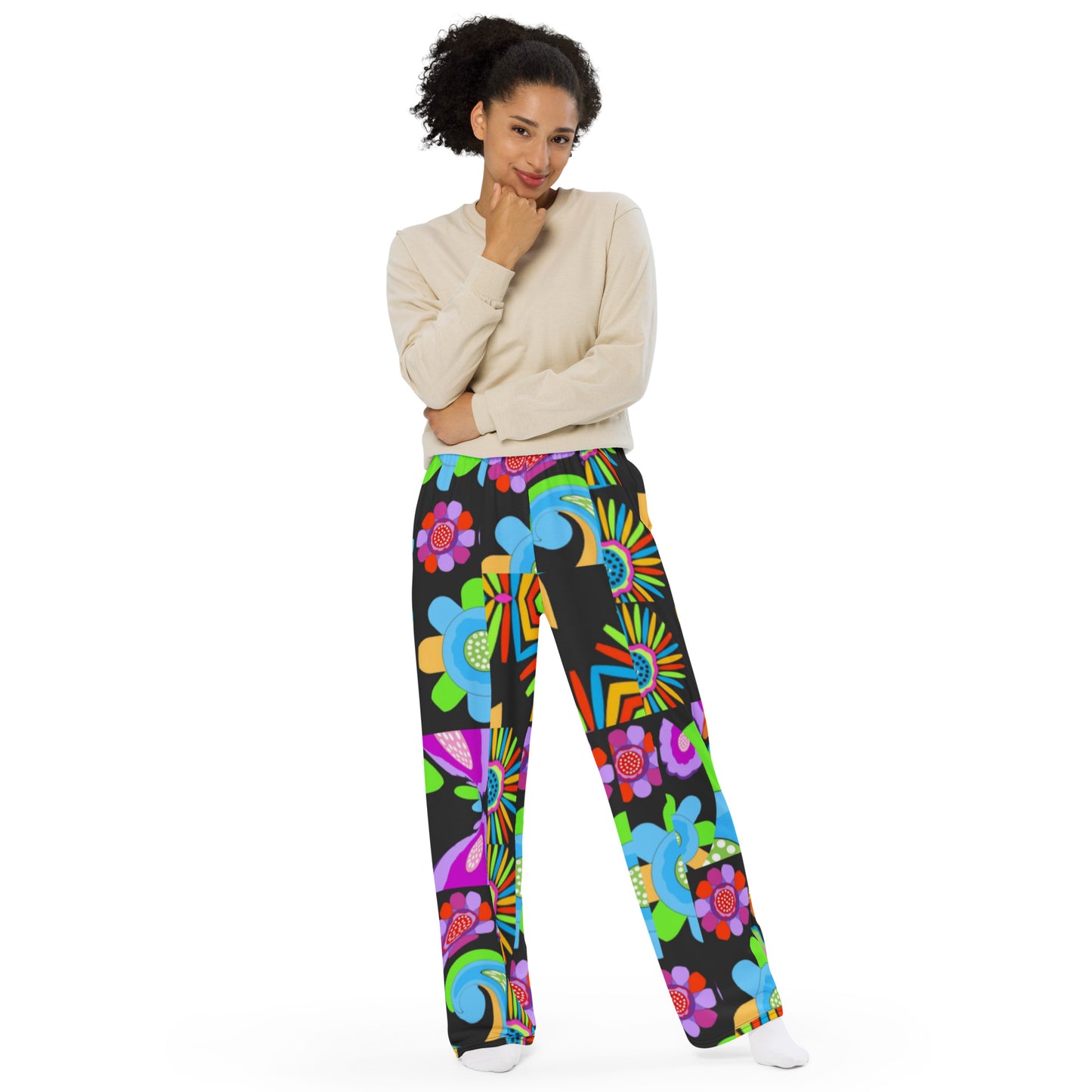 All-over print unisex wide-leg pants