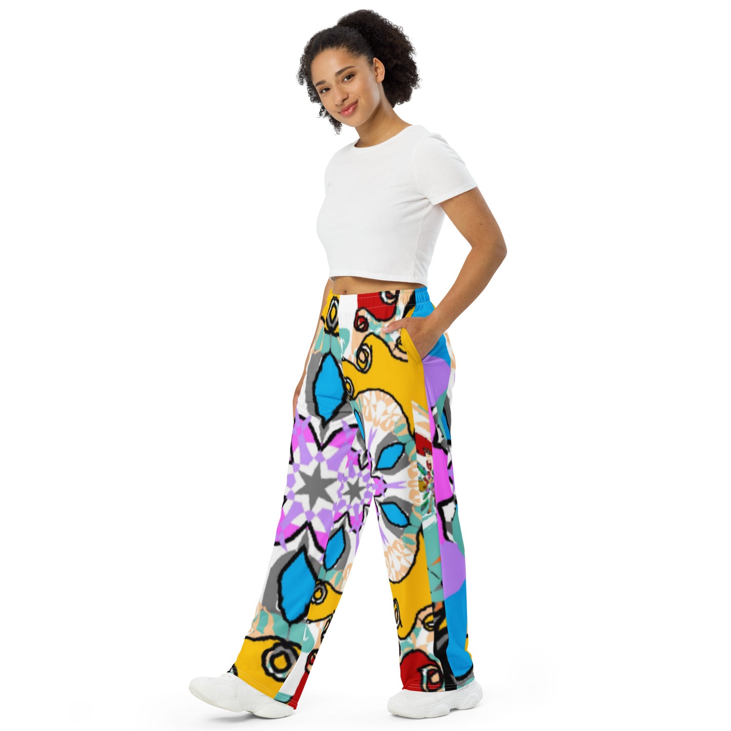 All-over print unisex wide-leg pants