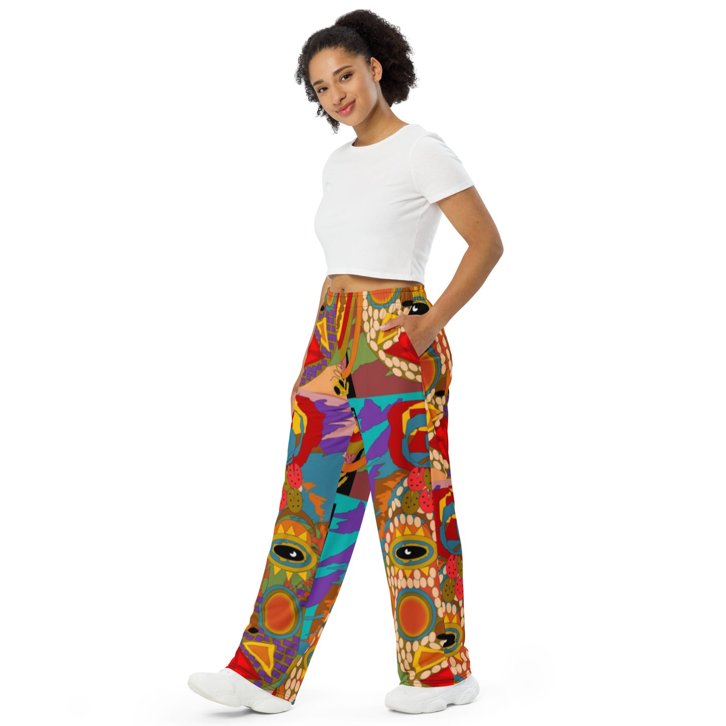 All-over print unisex wide-leg pants