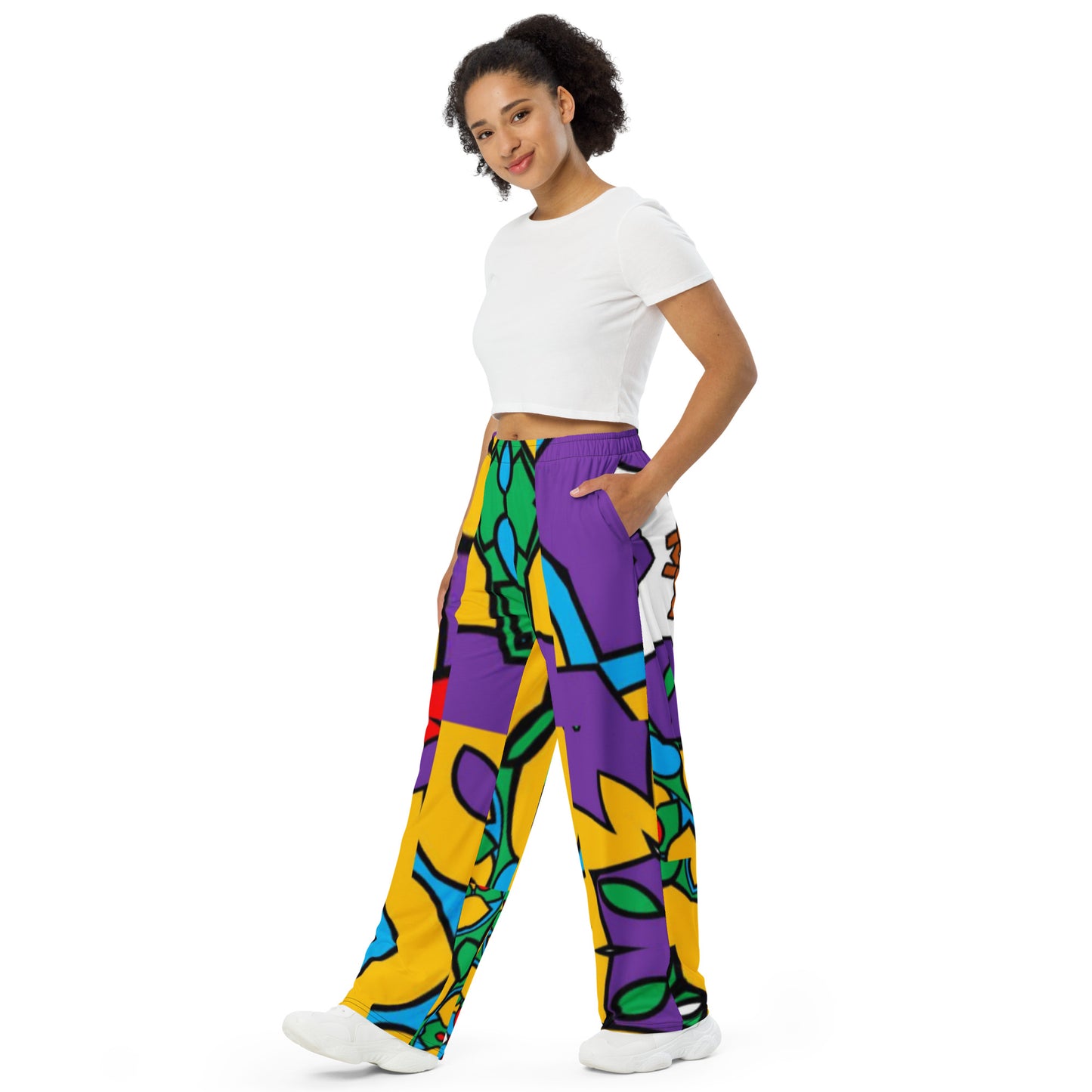 All-over print unisex wide-leg pants