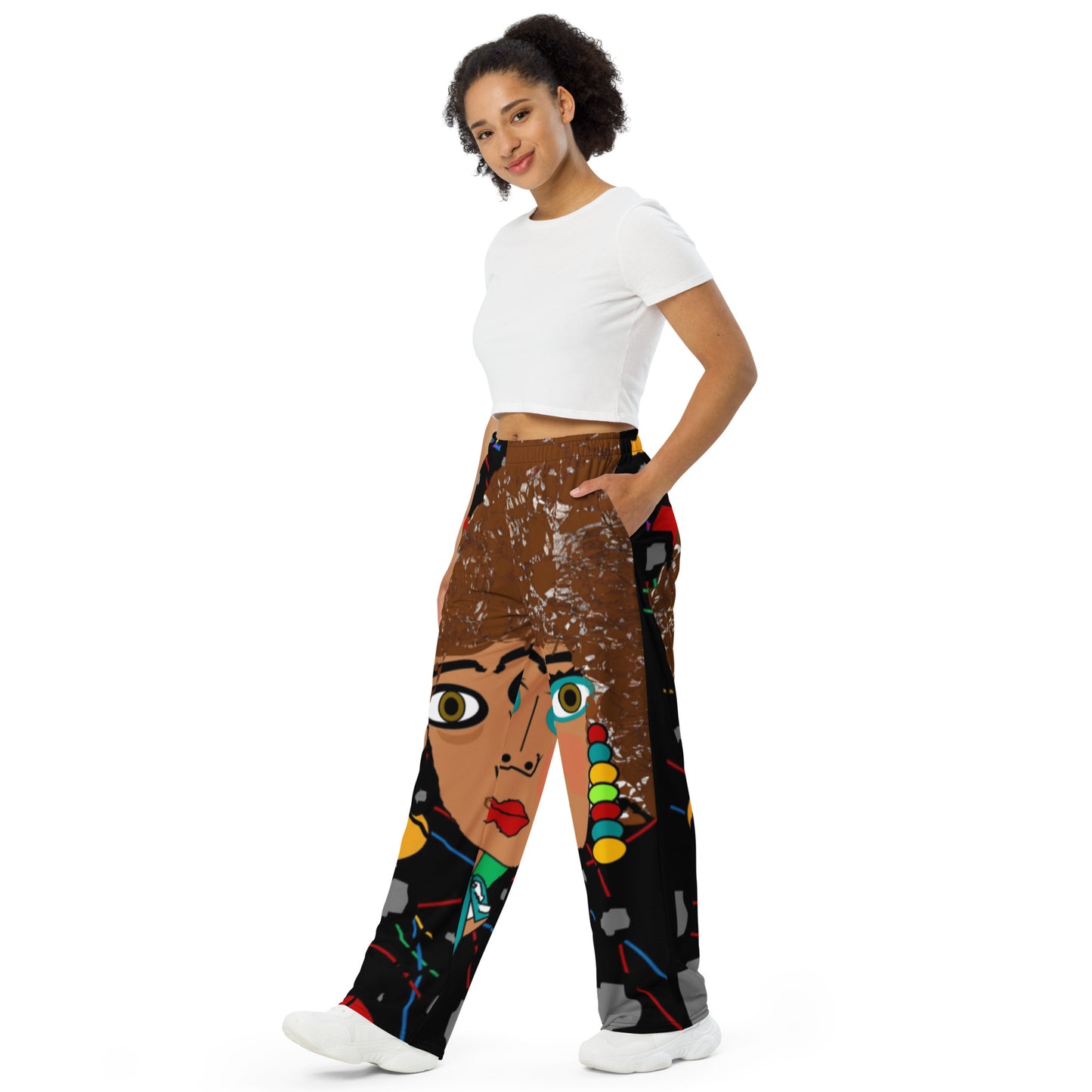 All-over print unisex wide-leg pants