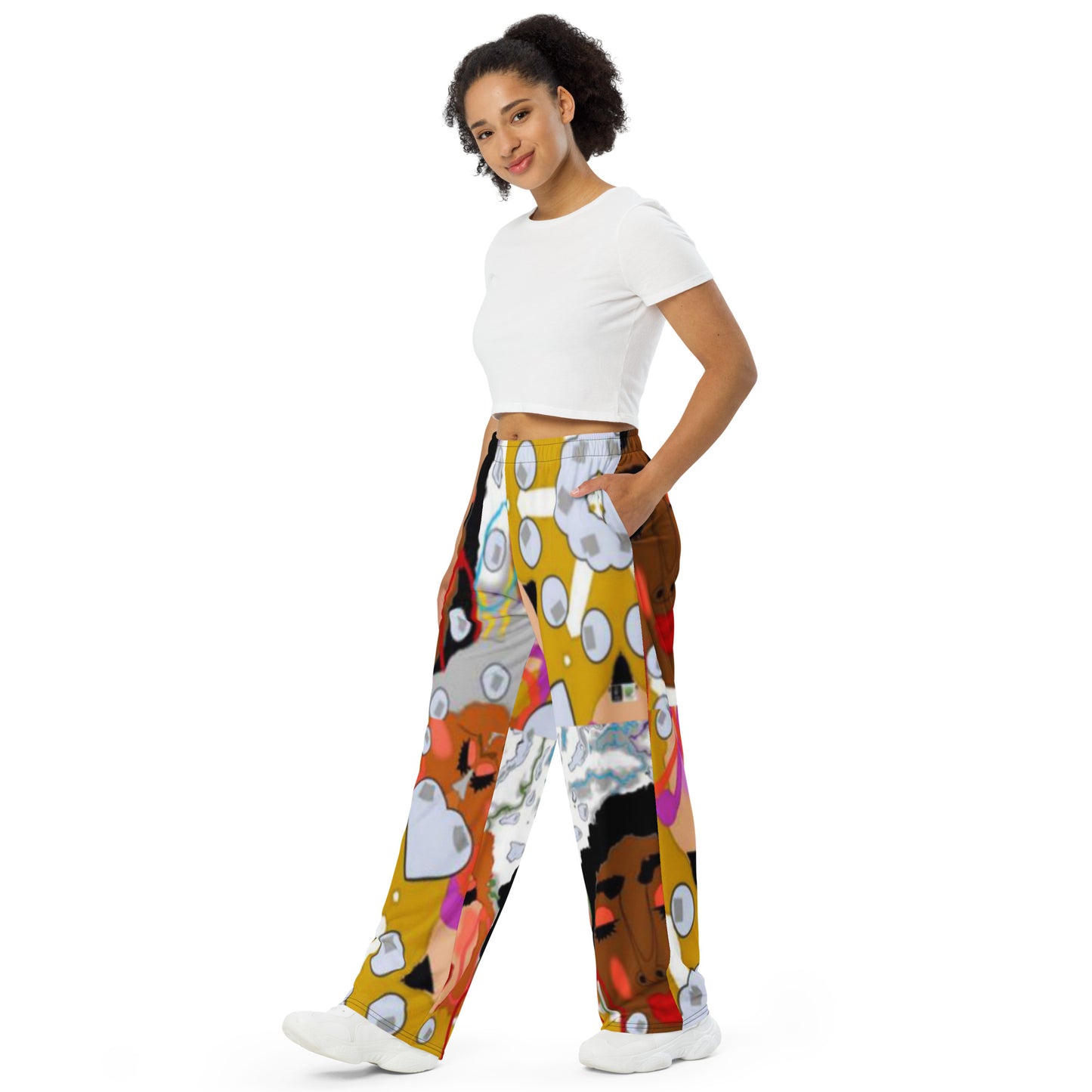 All-over print unisex wide-leg pants