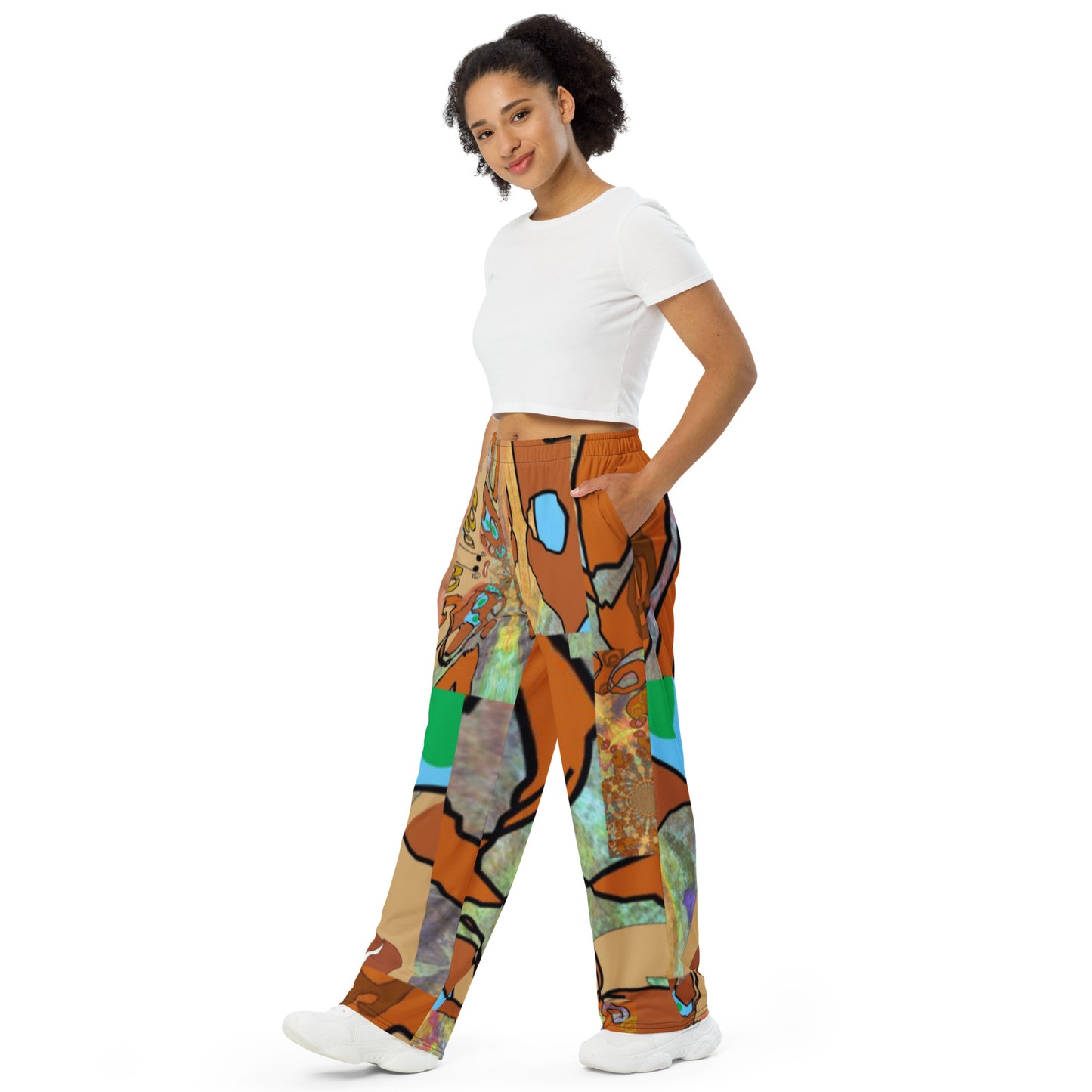 All-over print unisex wide-leg pants