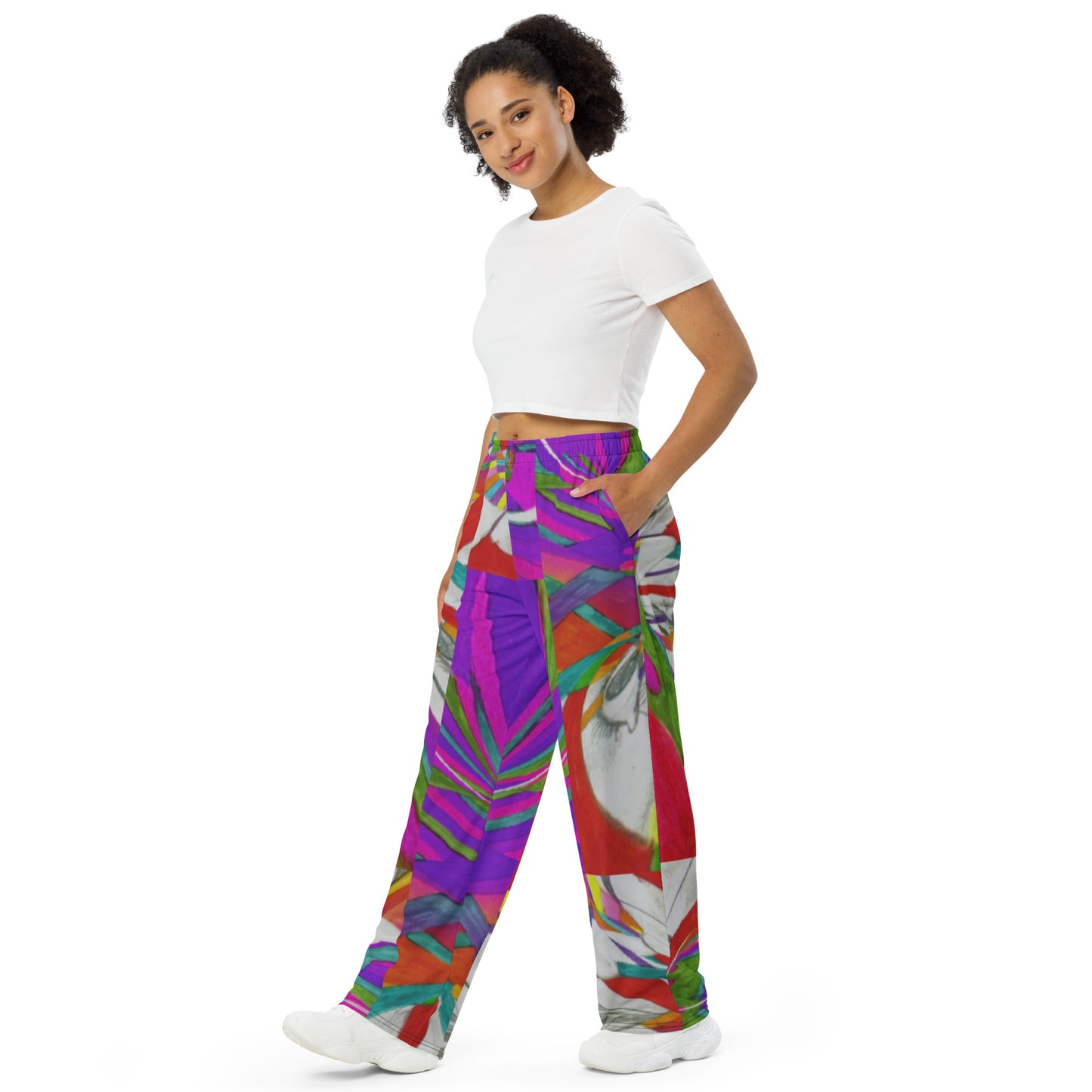 All-over print unisex wide-leg pants